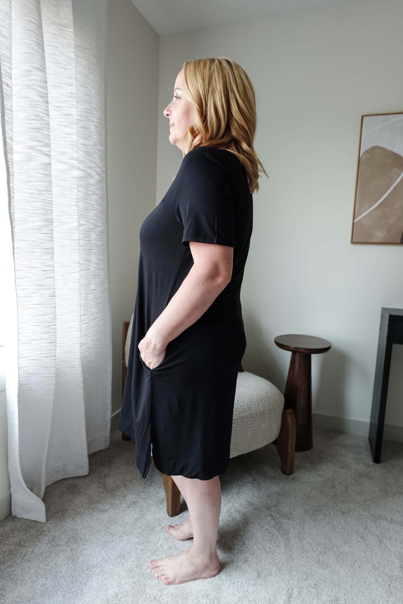 Black Beauty Nightshirt V Neck With Pockets Bamboo
