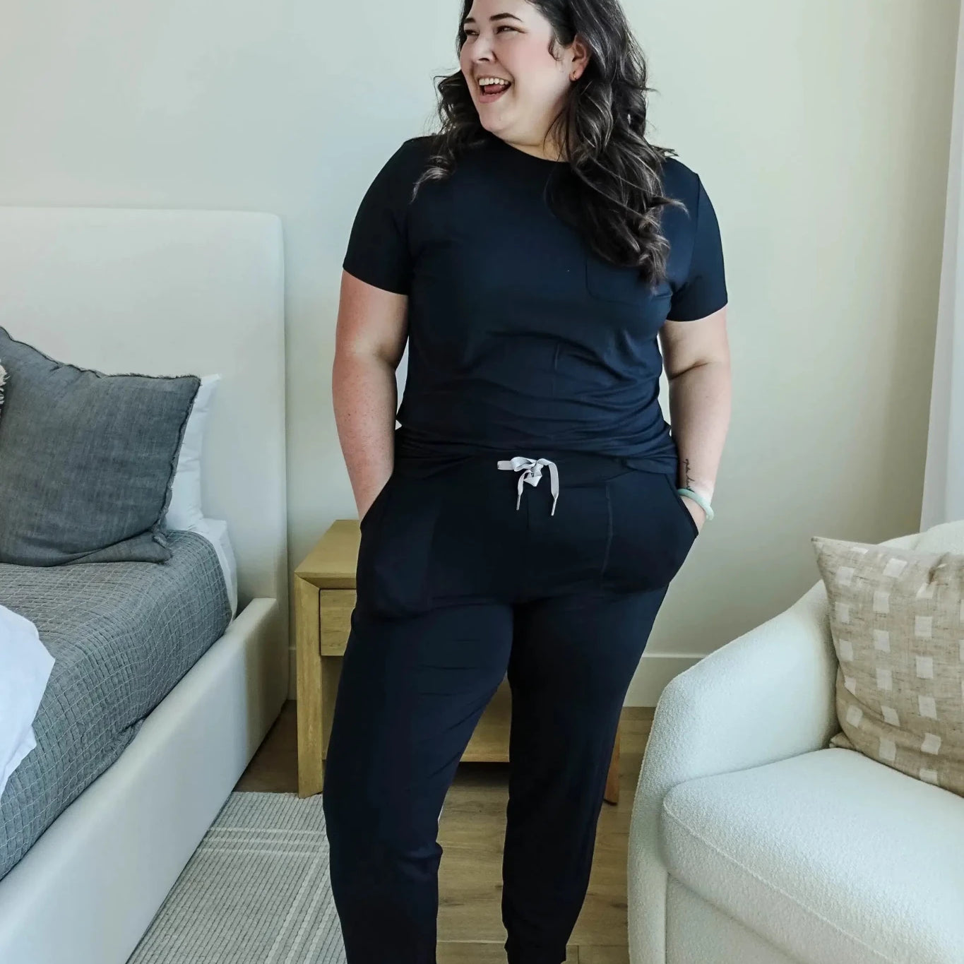 Black Beauty Tee & Jogger Lounge Set Bamboo | Georgia Rylan