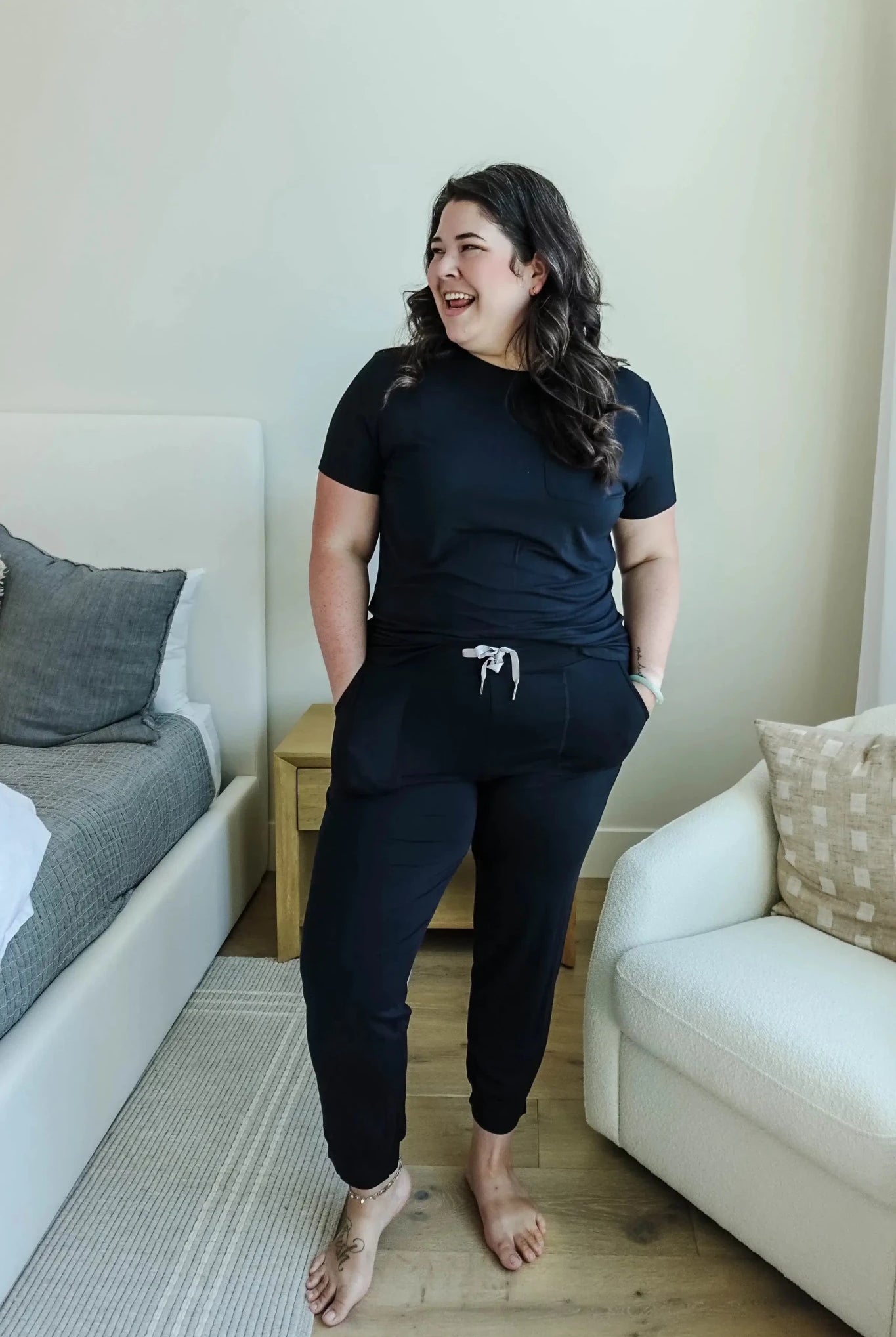 Black Beauty Tee & Jogger Lounge Set Bamboo | Georgia Rylan