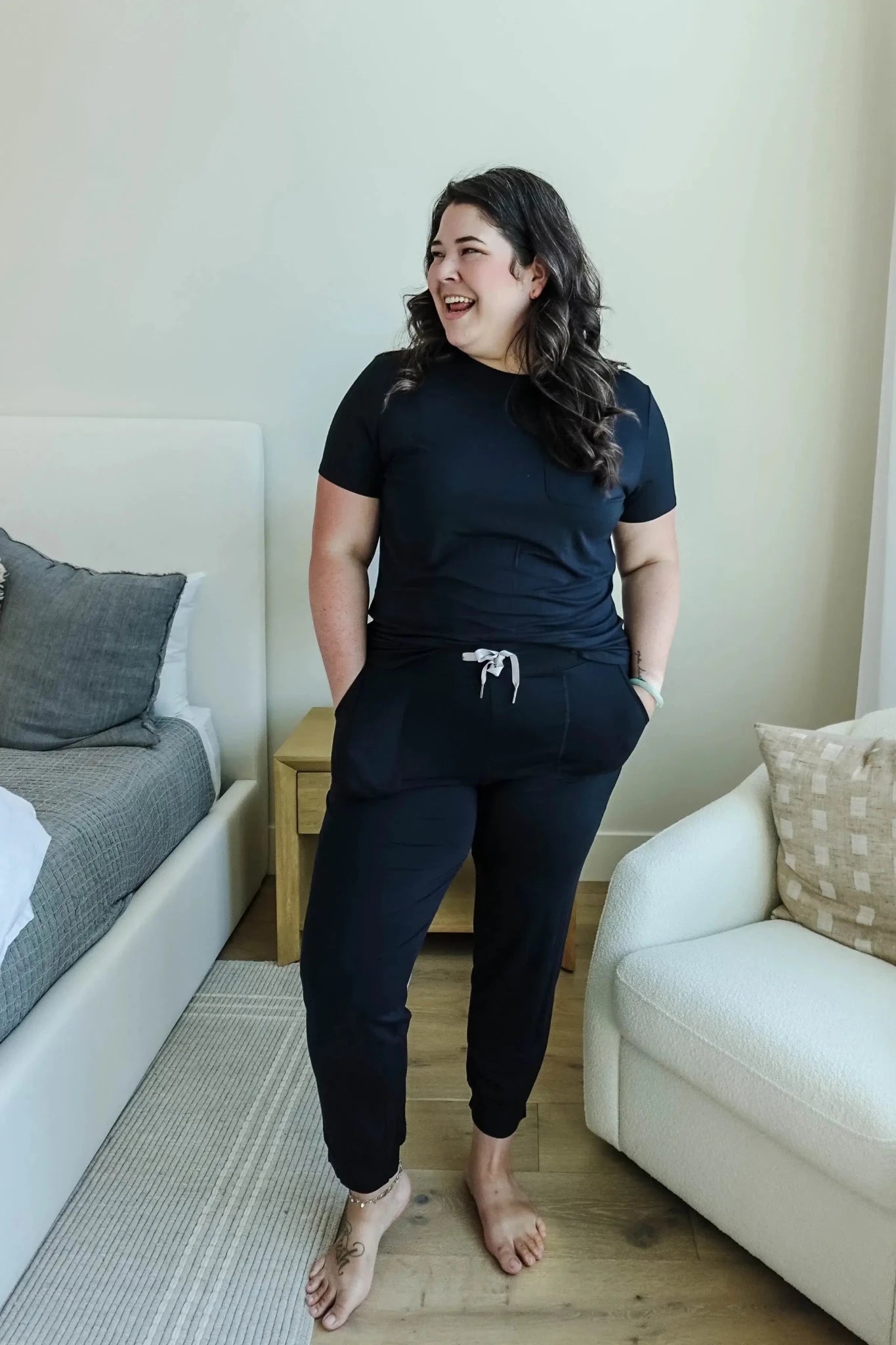 Black Beauty Tee & Jogger Lounge Set Bamboo | Georgia Rylan