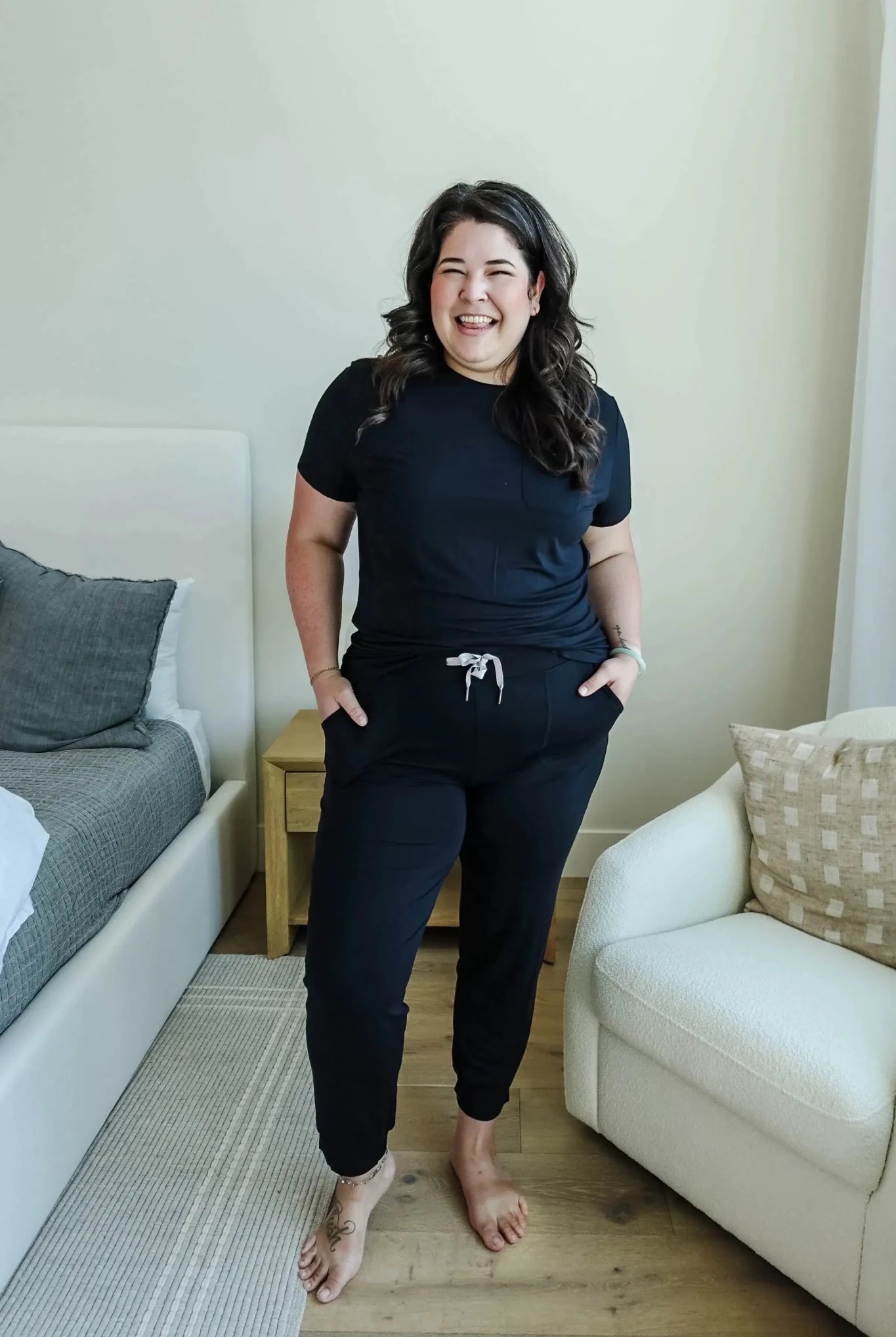 Black Beauty Tee & Jogger Lounge Set Bamboo | Georgia Rylan