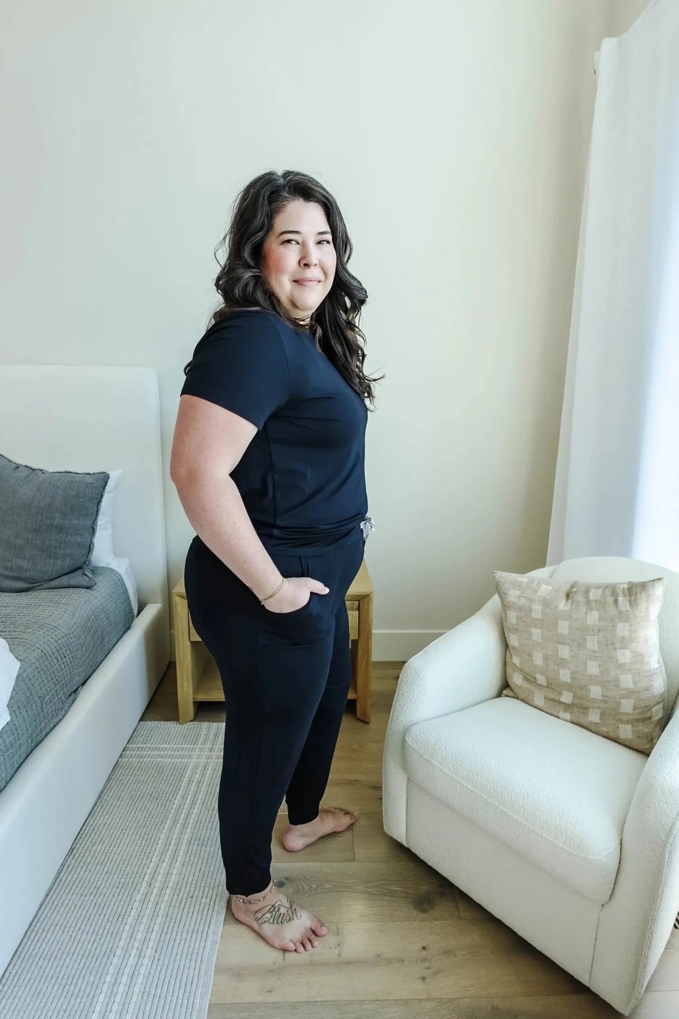 Black Beauty Tee & Jogger Lounge Set Bamboo | Georgia Rylan
