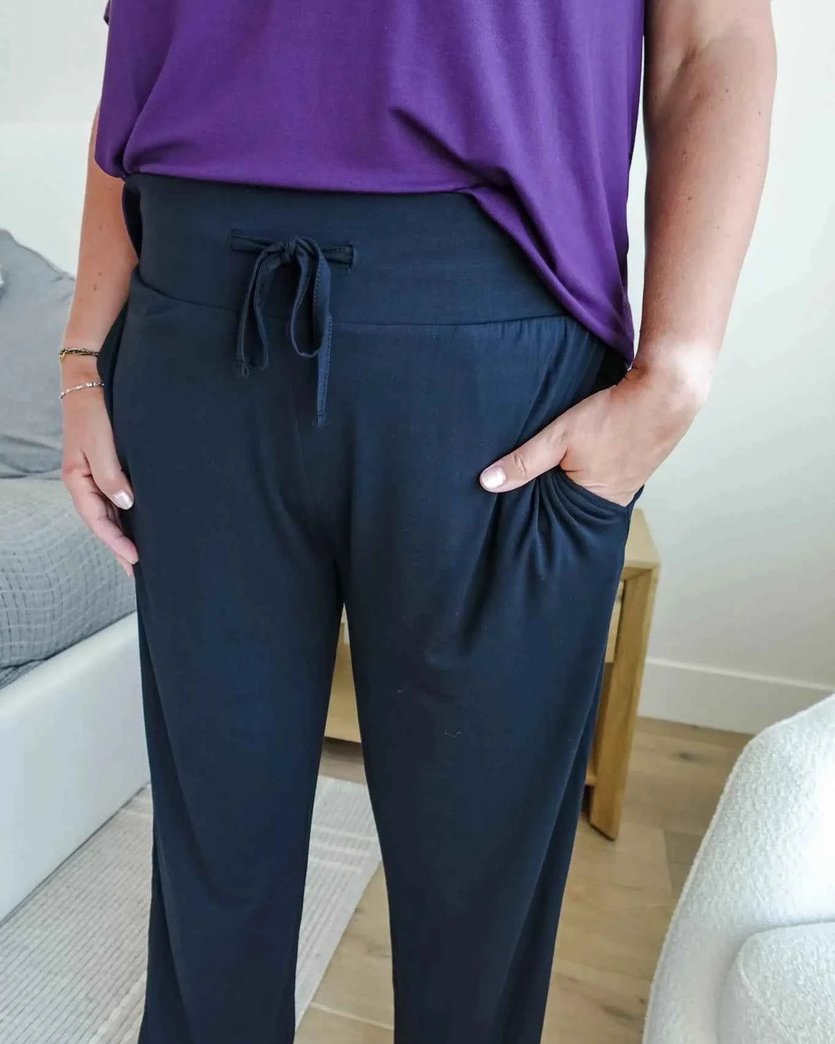 Georgia Rylan Women's Bamboo Straight Leg Loungewear Pant in Black