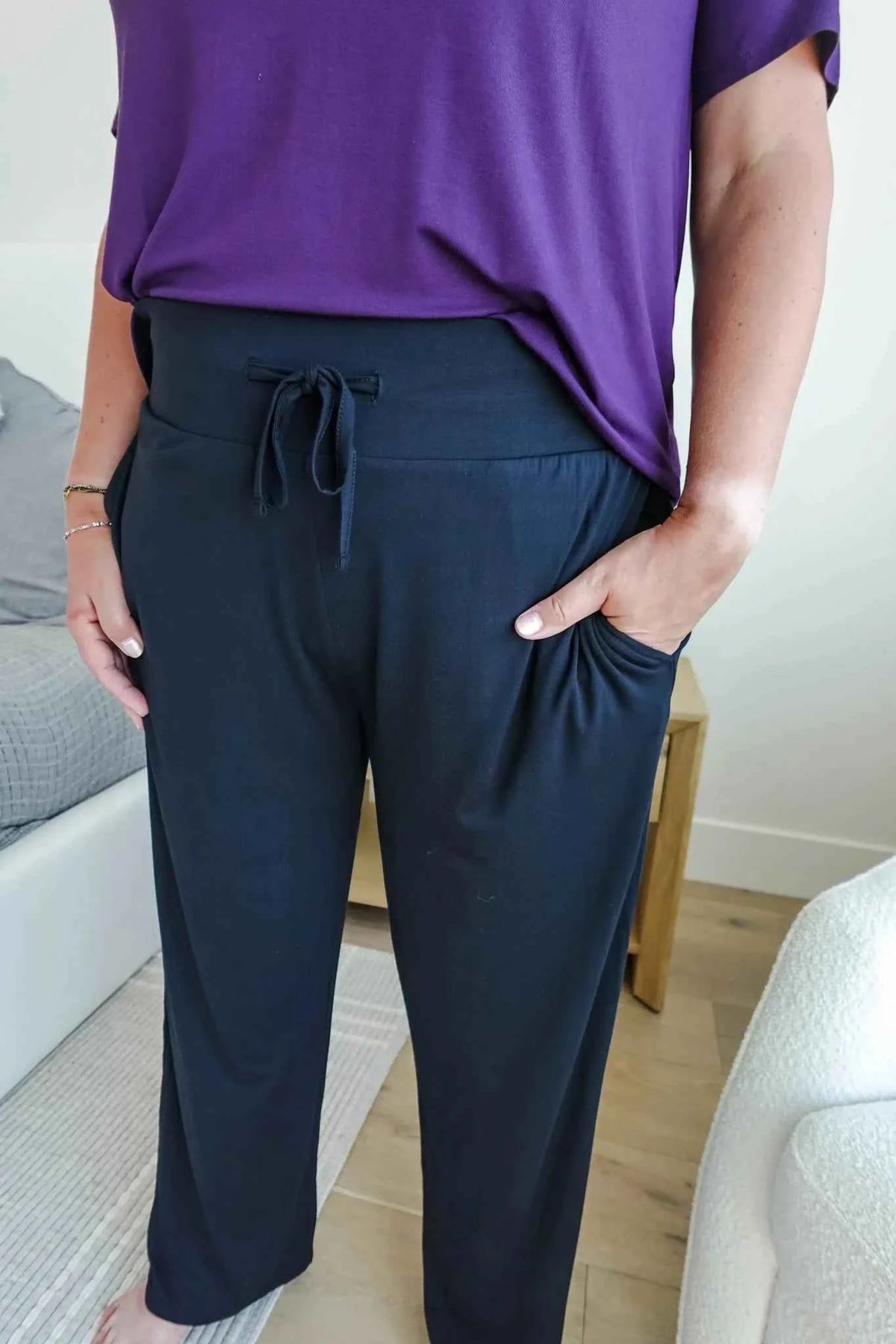 Georgia Rylan Women's Bamboo Straight Leg Loungewear Pant in Black