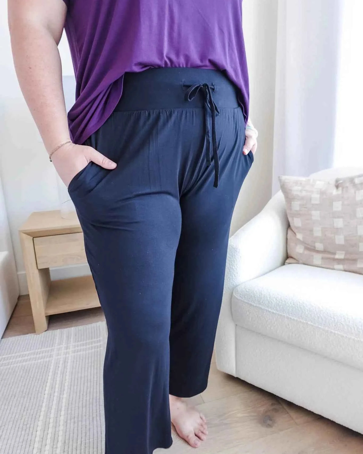 Georgia Rylan Women's Bamboo Straight Leg Loungewear Pant in Black