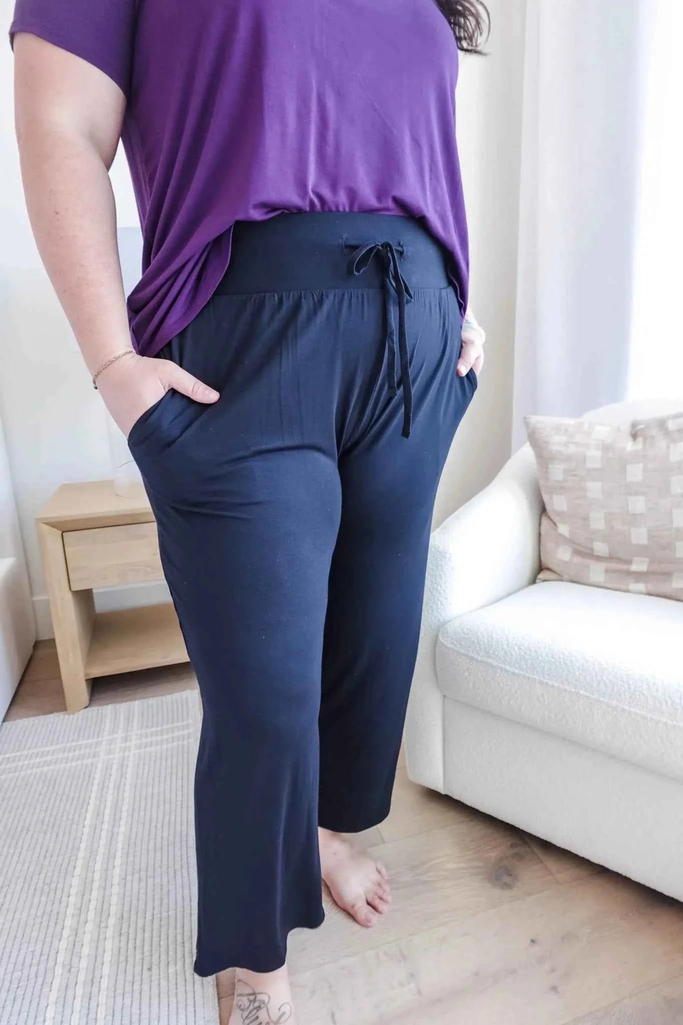 Georgia Rylan Women's Bamboo Straight Leg Loungewear Pant in Black