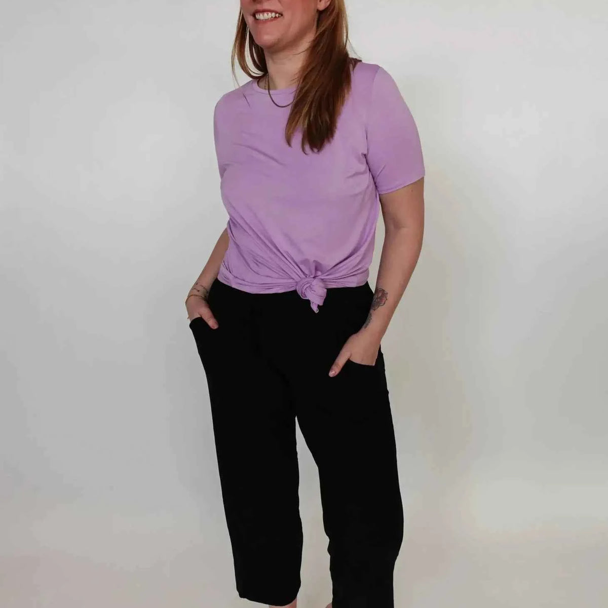 Georgia Rylan Women's Bamboo Straight Leg Loungewear Pant in Black