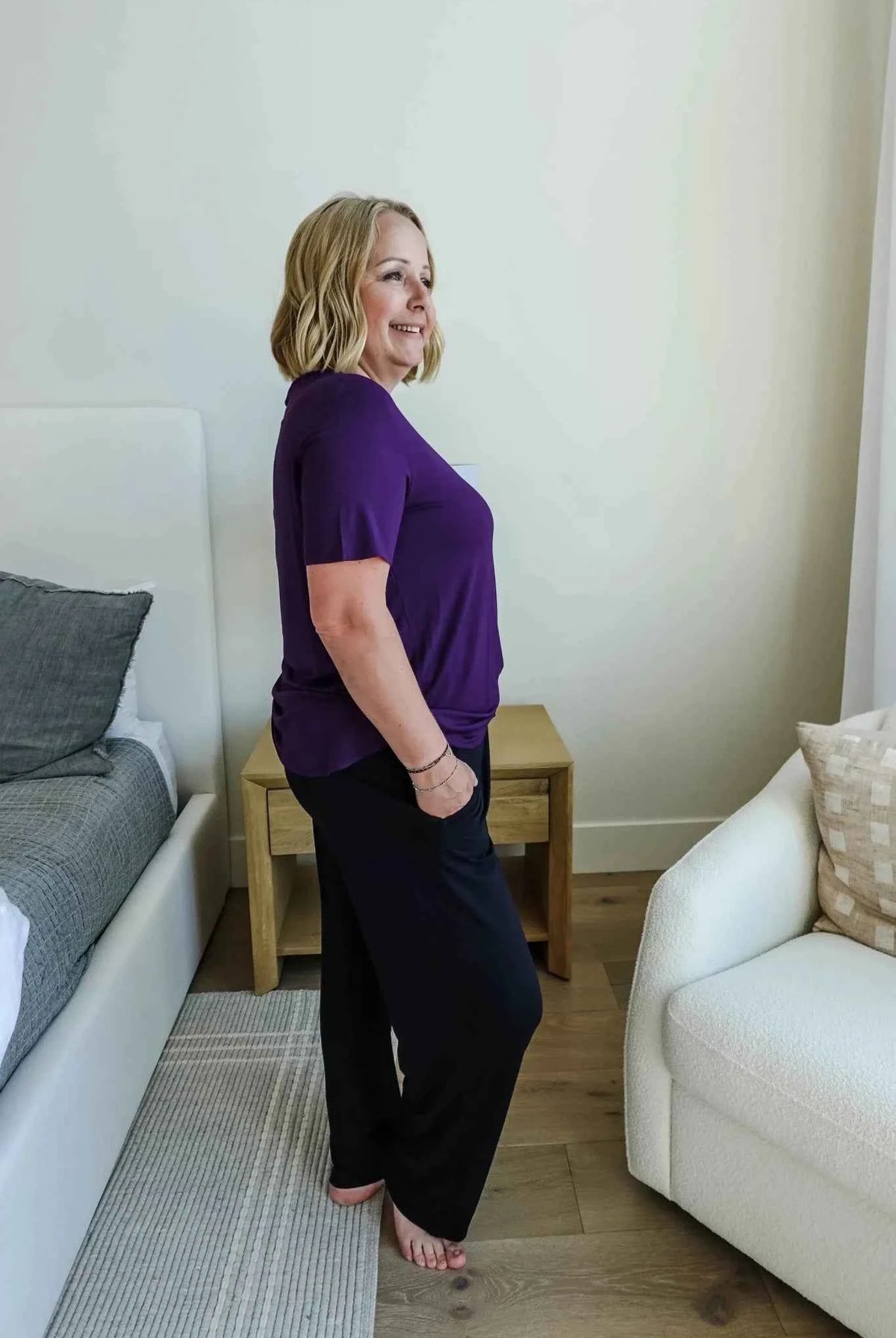 Georgia Rylan Women's Bamboo Straight Leg Loungewear Pant in Black