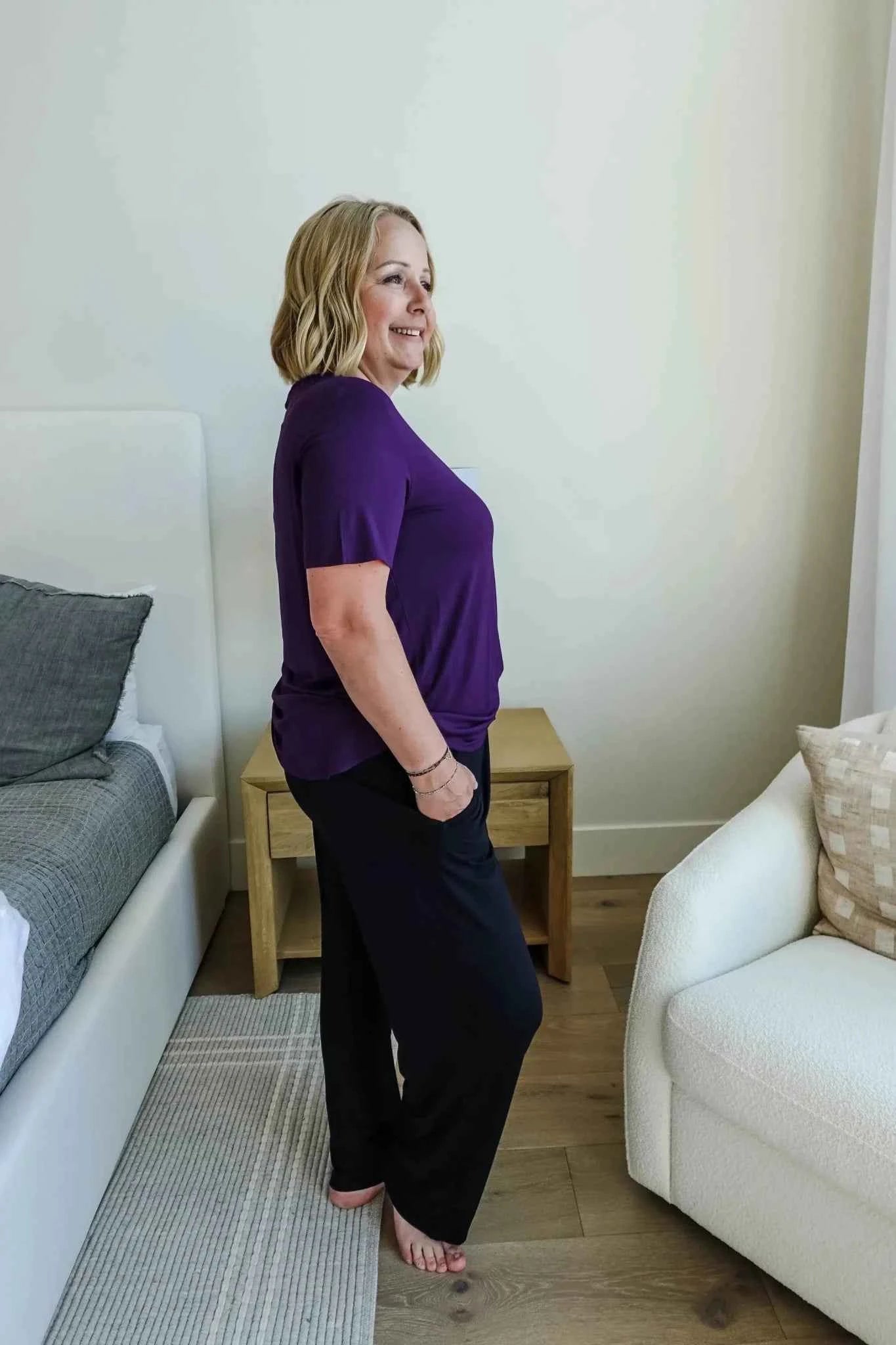 Georgia Rylan Women's Bamboo Straight Leg Loungewear Pant in Black