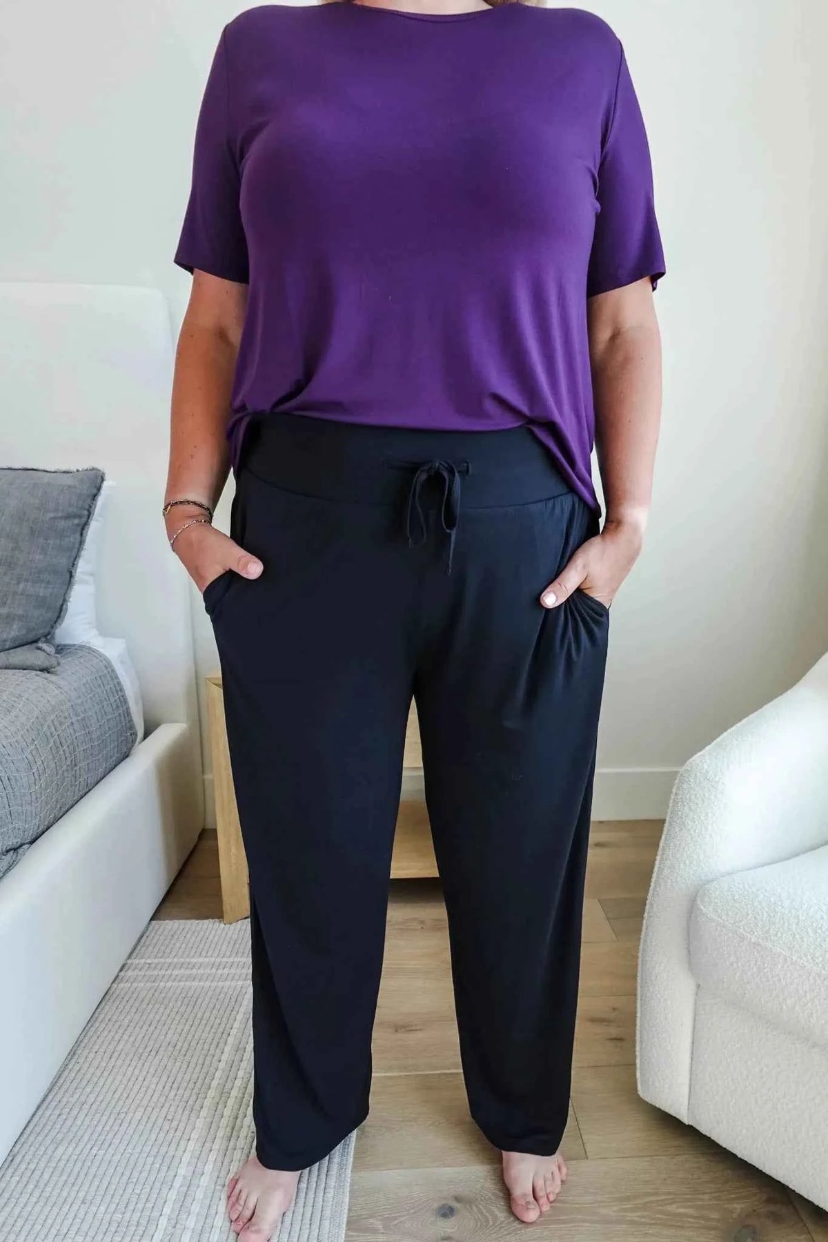 Georgia Rylan Women's Bamboo Straight Leg Loungewear Pant in Black