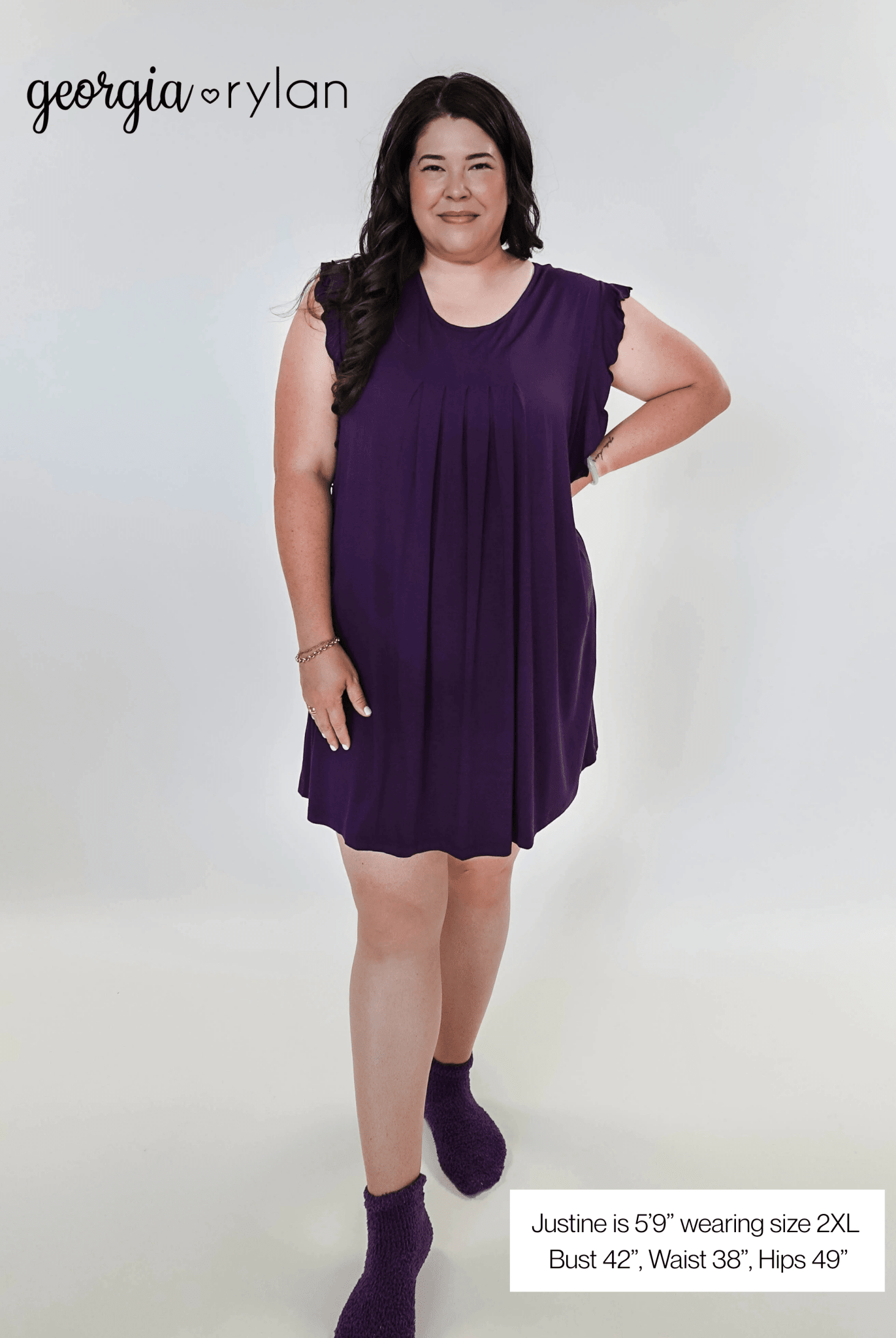 Blackberry Amethyst Flutter Bamboo Nightgown - Georgia Rylan - Cloud Nine Pajamas