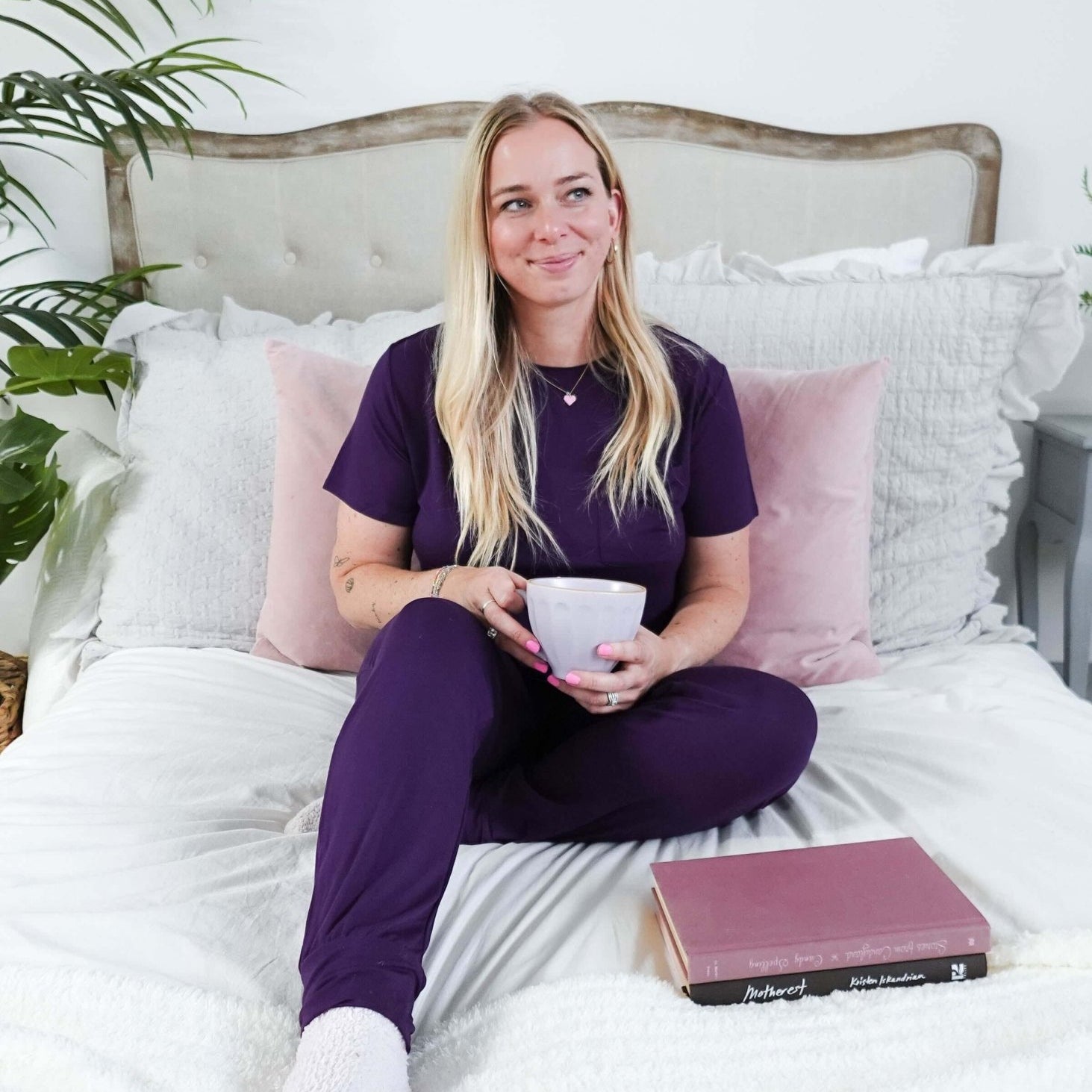 Blackberry Amethyst Tee & Jogger Bamboo PJ Lounge Set women's purple loungewear tee and jogger set Georgia Rylan
