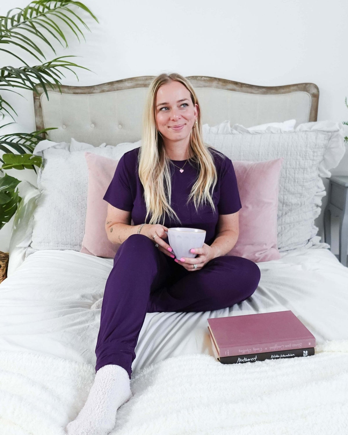 Blackberry Amethyst Tee & Jogger Bamboo PJ Lounge Set women's purple loungewear tee and jogger set Georgia Rylan