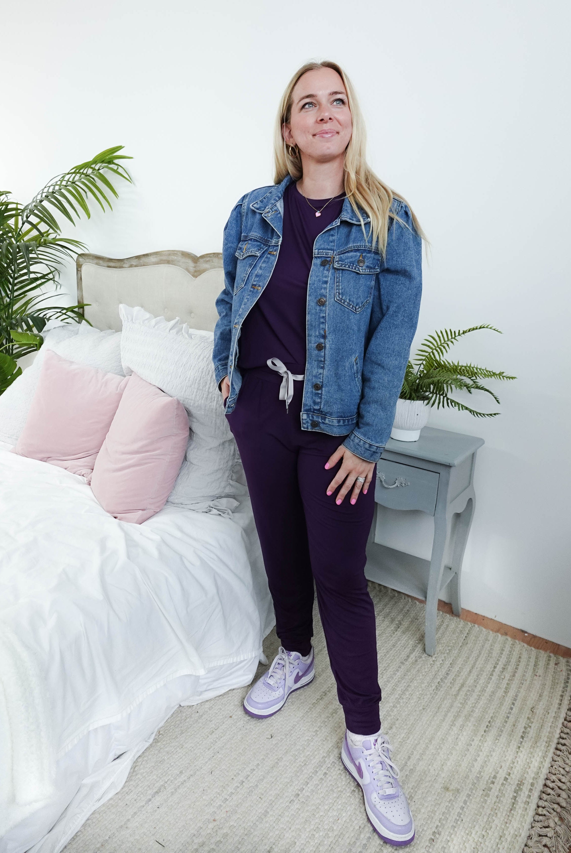 Blackberry Amethyst Tee & Jogger Bamboo PJ Lounge Set women's purple loungewear tee and jogger set Georgia Rylan