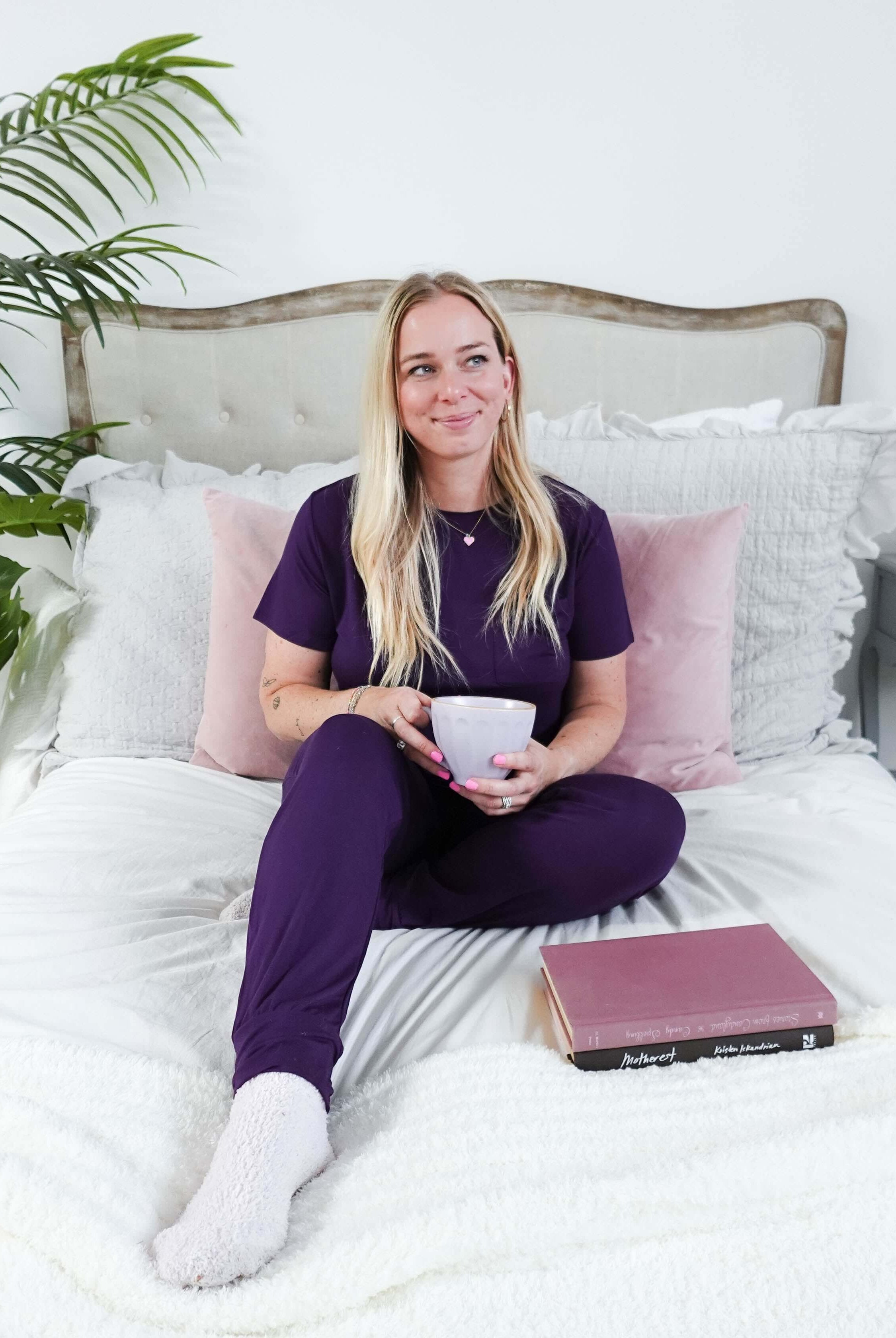 Blackberry Amethyst Tee & Jogger Bamboo PJ Lounge Set women's purple loungewear tee and jogger set Georgia Rylan