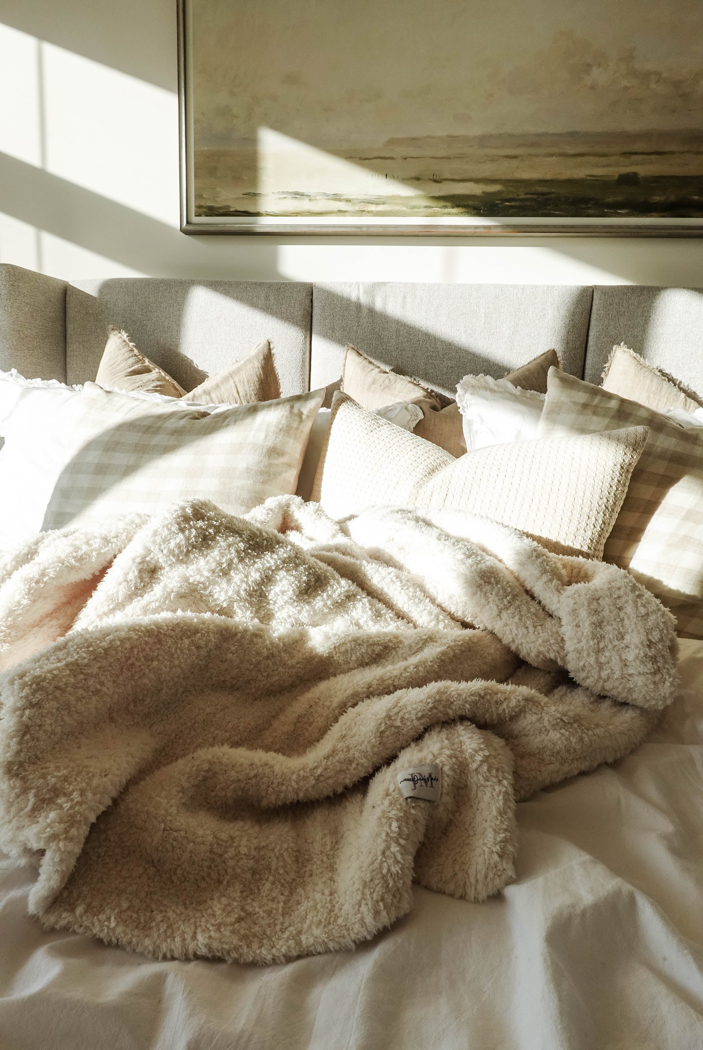 ivory super soft polyester washable throw blanket - oversized and luxurious