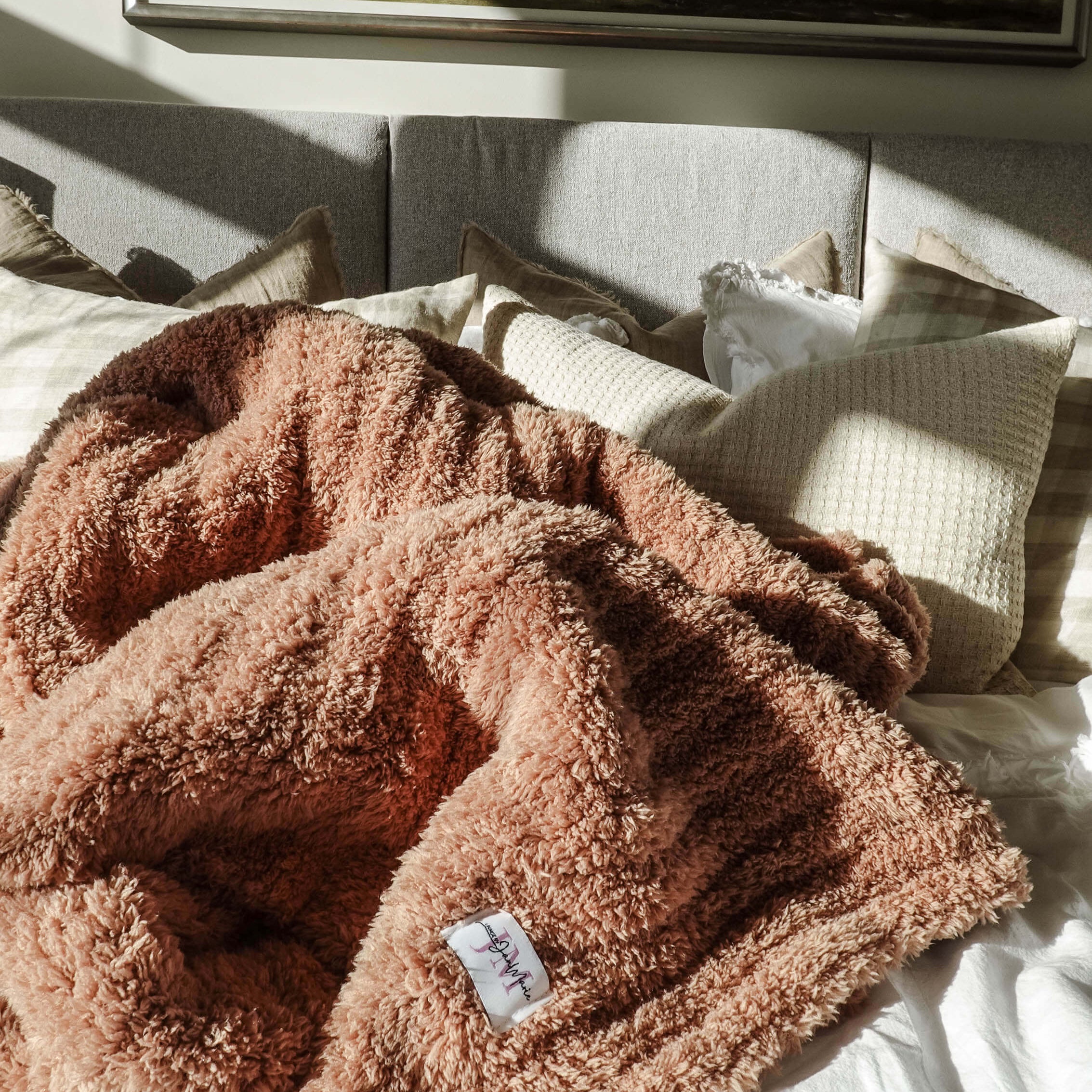 Mocha Brown Cozy Cabin Blanket super soft oversized throw blanket in polyester blend. Washable.