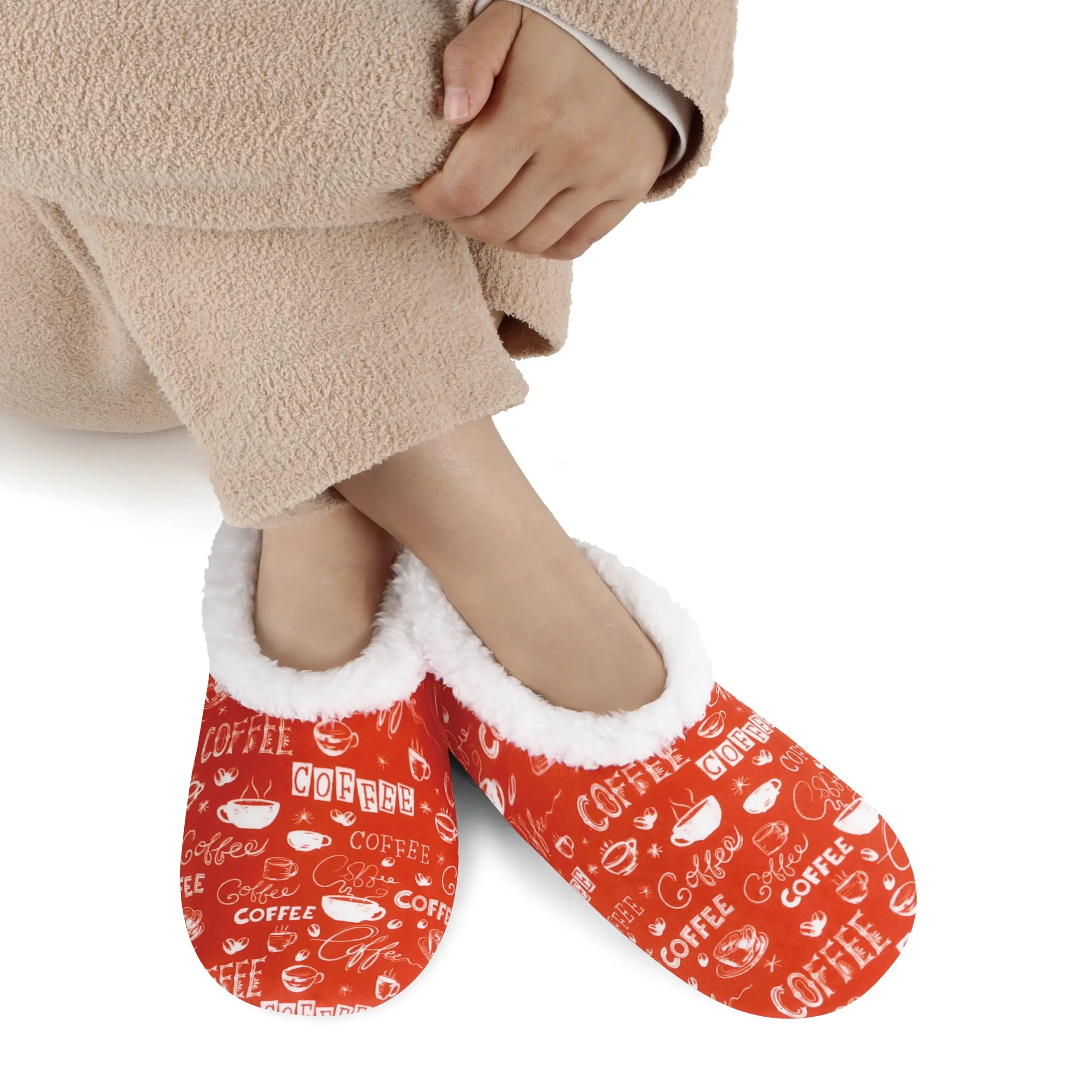 Snoozies Plush COZY Slipper Socks coffee