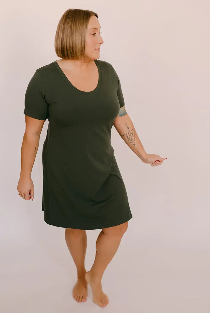 Meadow Dress Short | Blondie Apparel pine green