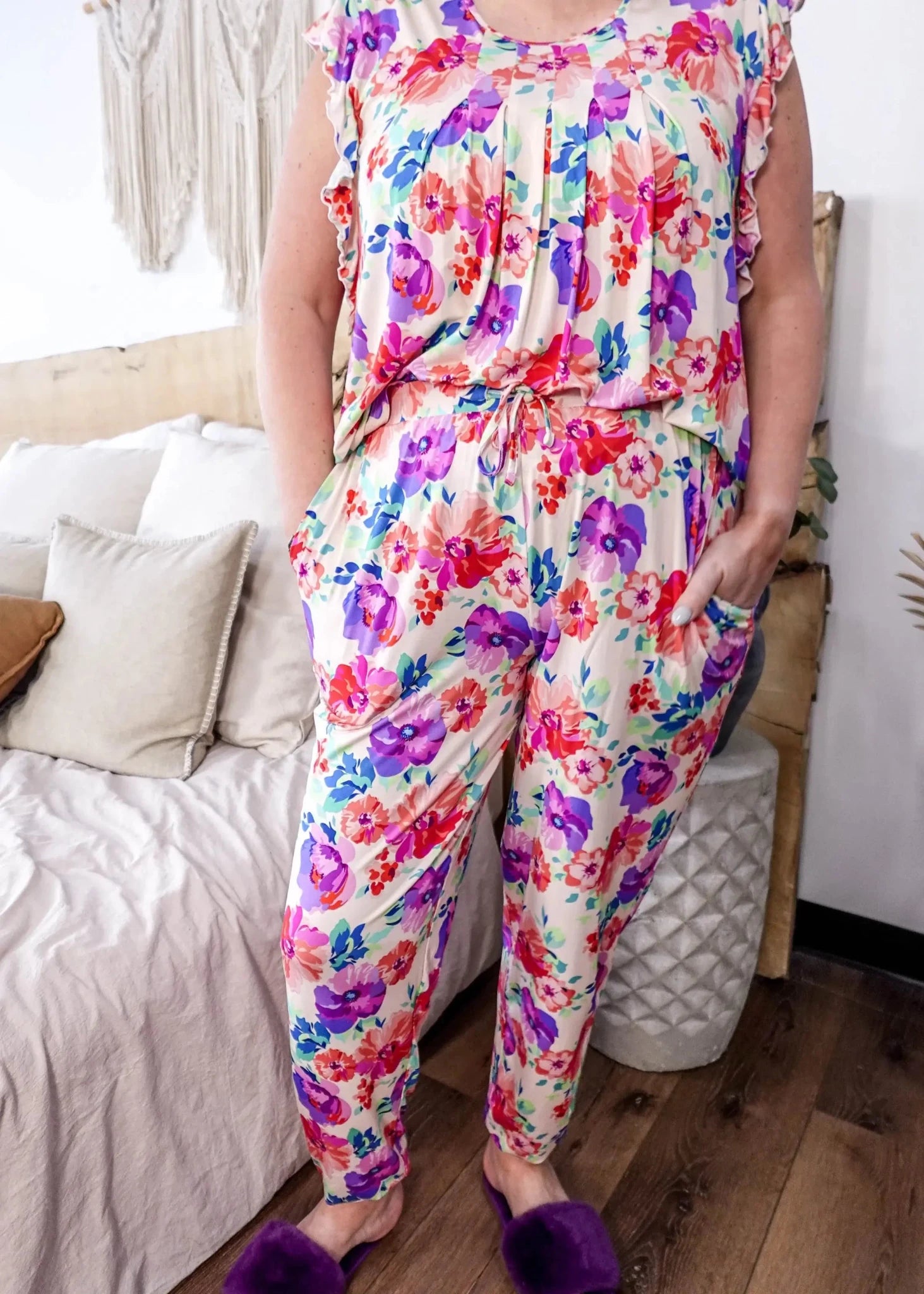 Flutter Top & Jogger PJ Set - Bamboo | Blooming Love georgia rylan