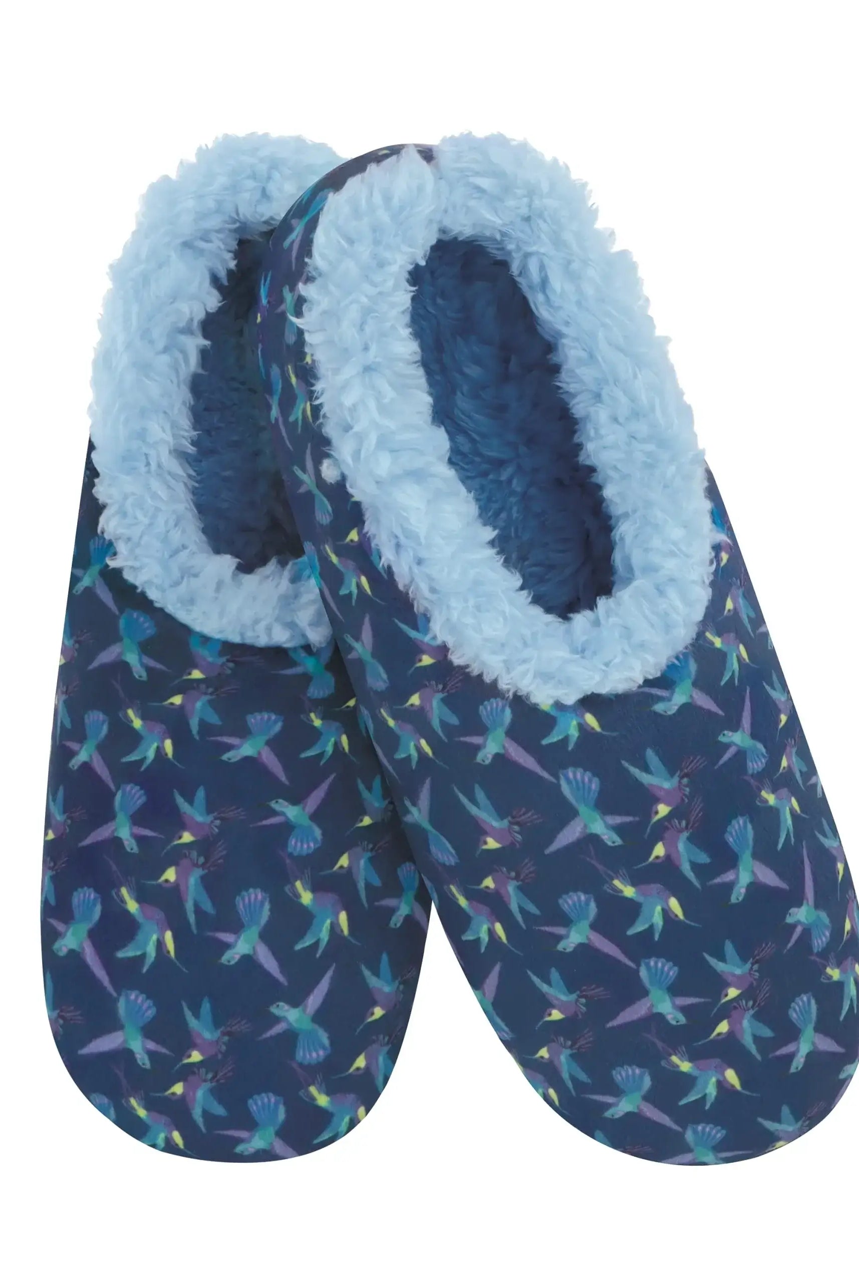 Snoozies Plush COZY Slipper Socks blue birds