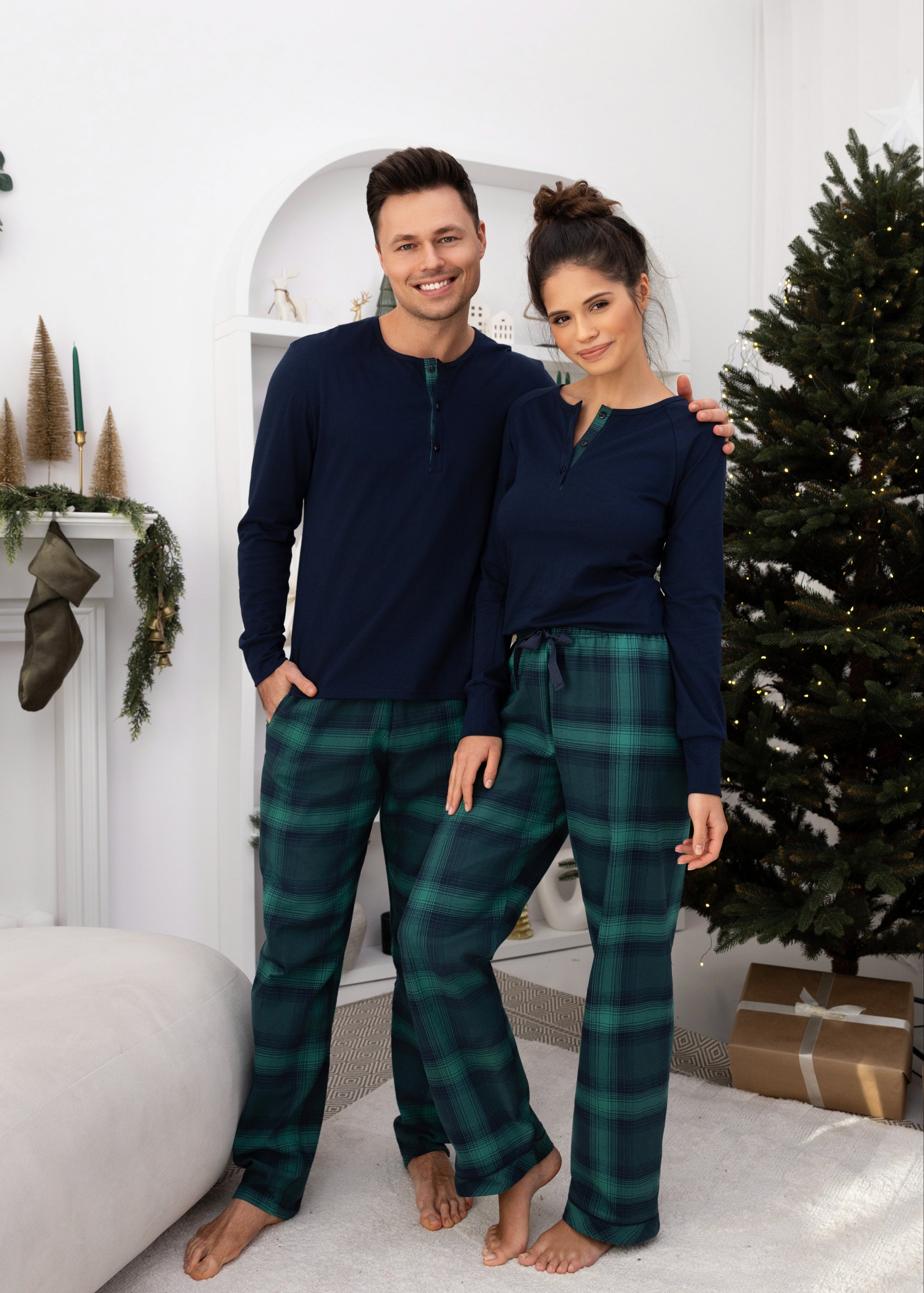 Cassandra Women's Super Soft Flannel PJ Set | Navy/Blue Plaid Sensis Poland