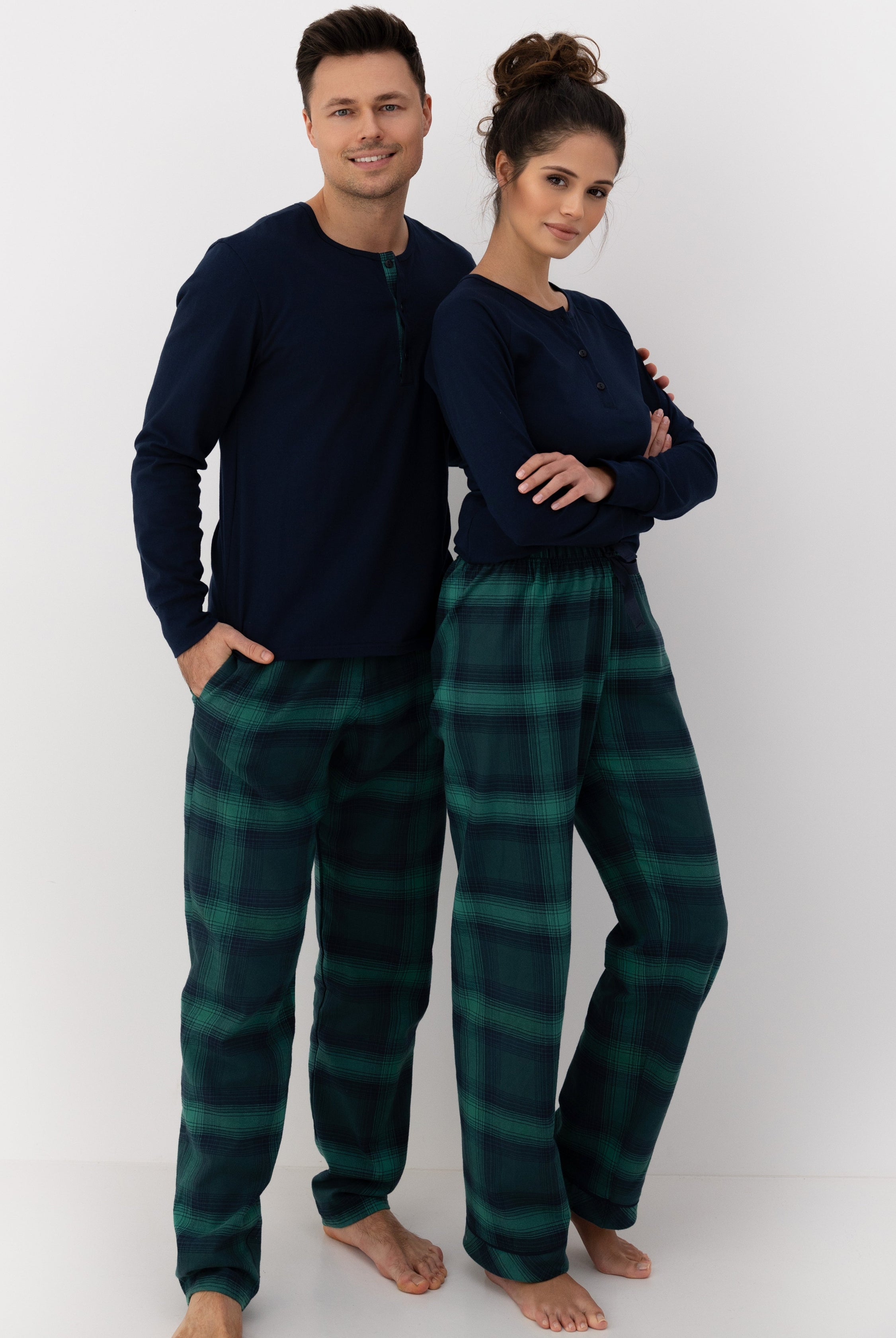 Cassandra Women's Super Soft Flannel PJ Set | Navy/Blue Plaid Sensis Poland