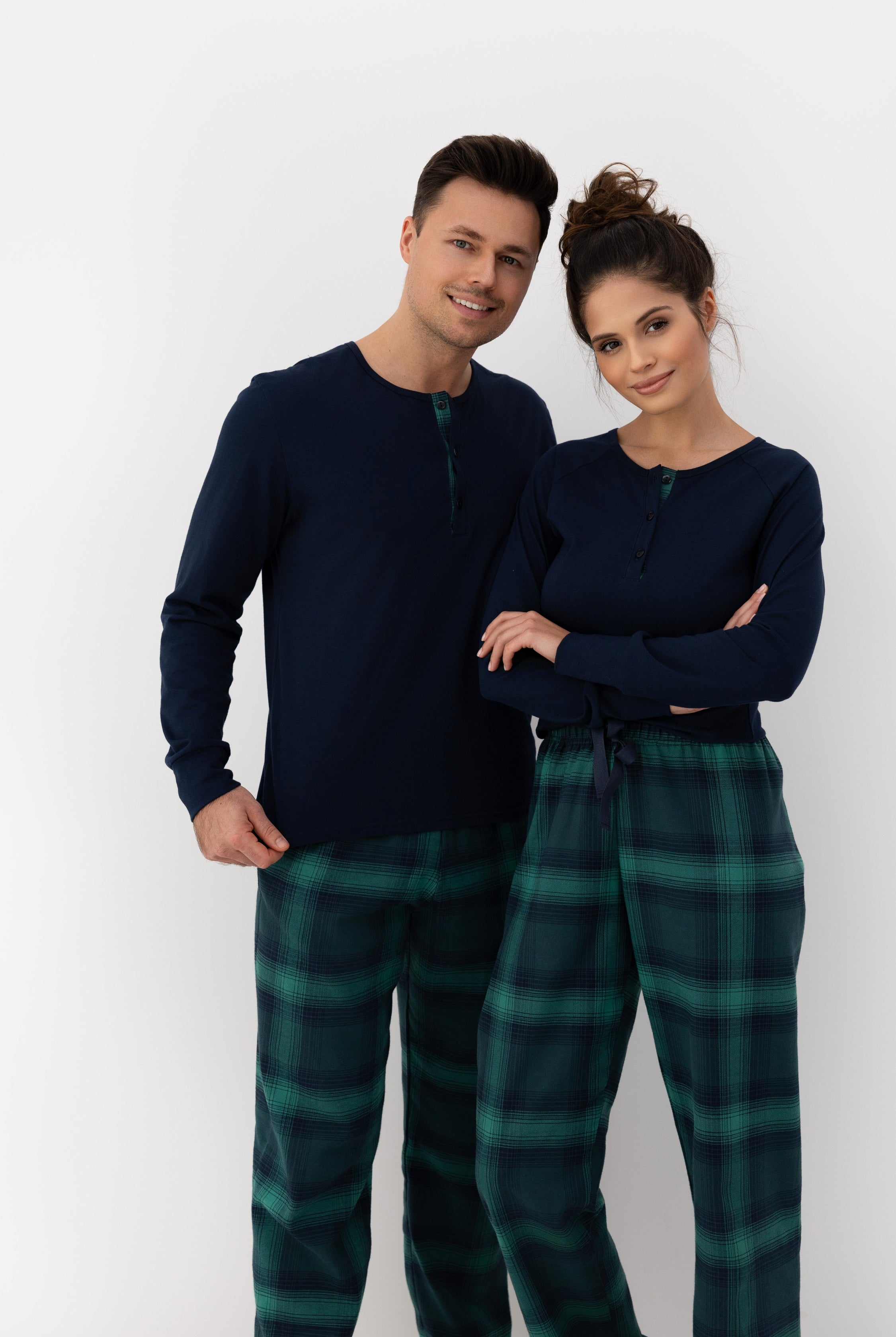 Cassandra Women's Super Soft Flannel PJ Set | Navy/Blue Plaid Sensis Poland