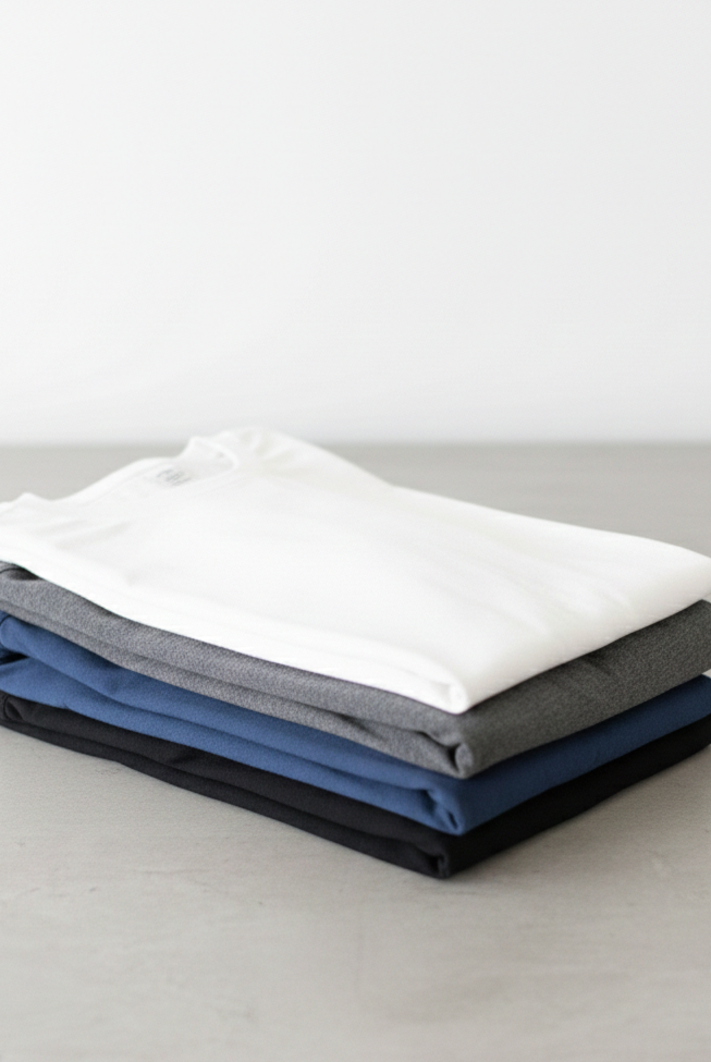 bobs bamboo sleep tee bundle in white, charcoal, denim blue and black