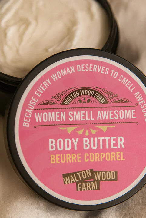 Walton Wood Farm Women Smell Awesome Body Butter 8oz amberwood scent — Cloud Nine Pajamas Edmonton