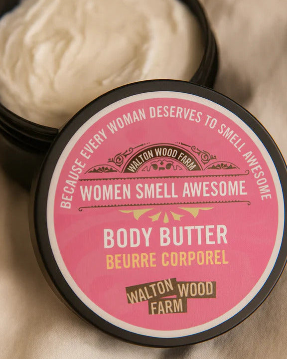 Walton Wood Farm Women Smell Awesome Body Butter 8oz amberwood scent — Cloud Nine Pajamas Edmonton