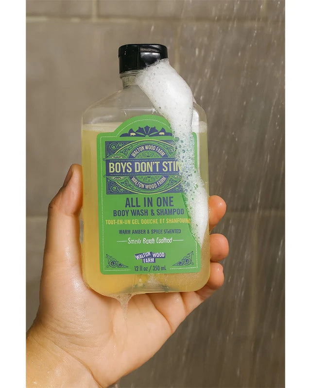 Walton Wood Farm Boys Don't Stink All In One Wash bergamot amber scent detail — Cloud Nine Pajamas