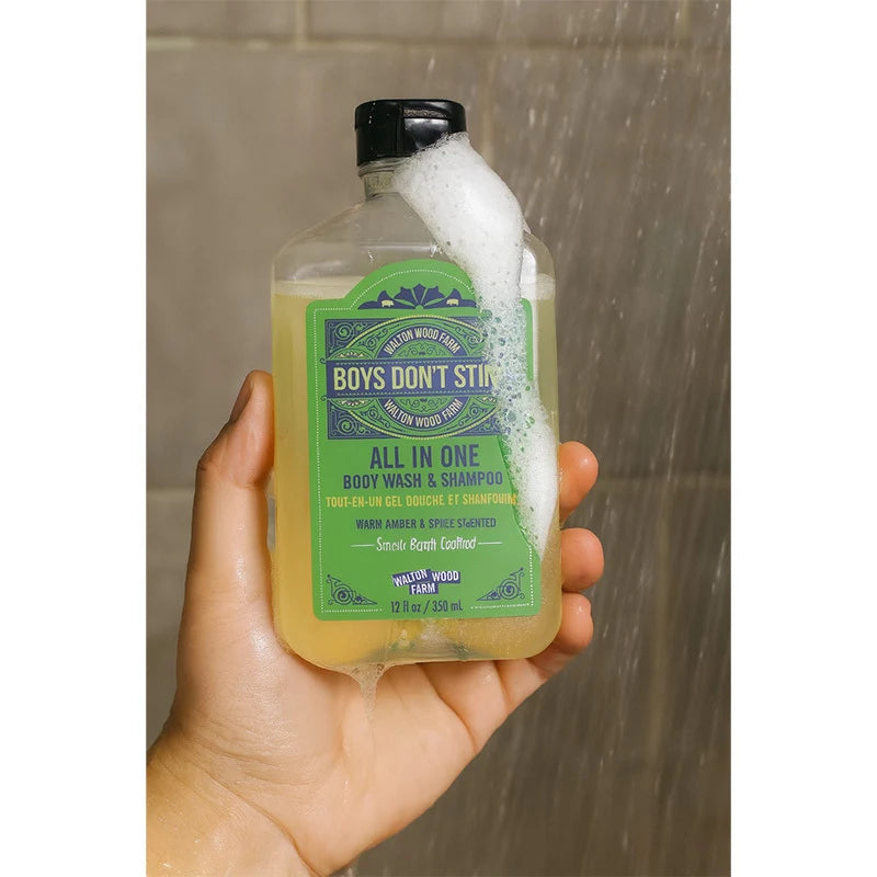 Walton Wood Farm Boys Don't Stink All In One Wash bergamot amber scent detail — Cloud Nine Pajamas