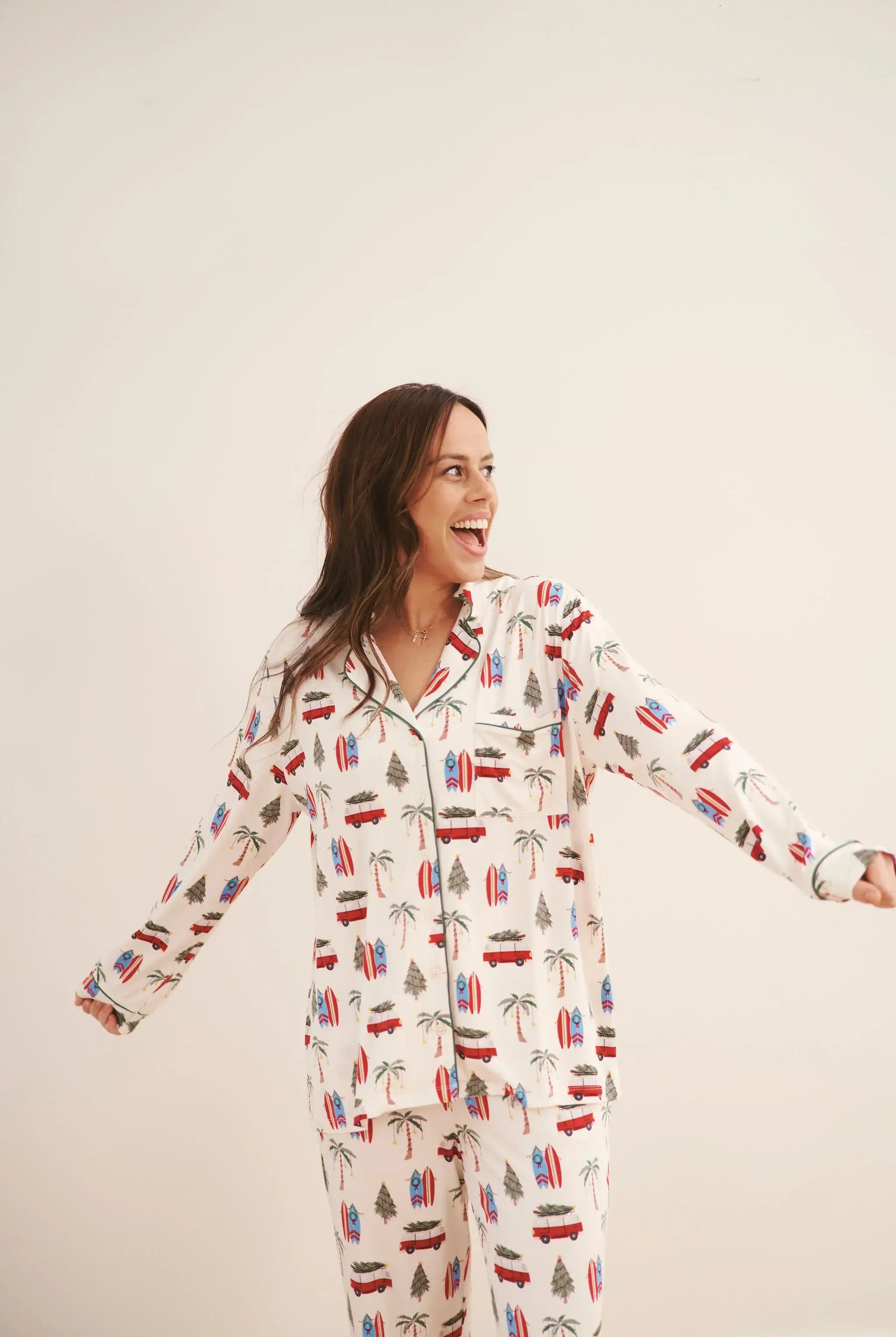 women's beachy christmas print pj set family matching Bambi & Birdie