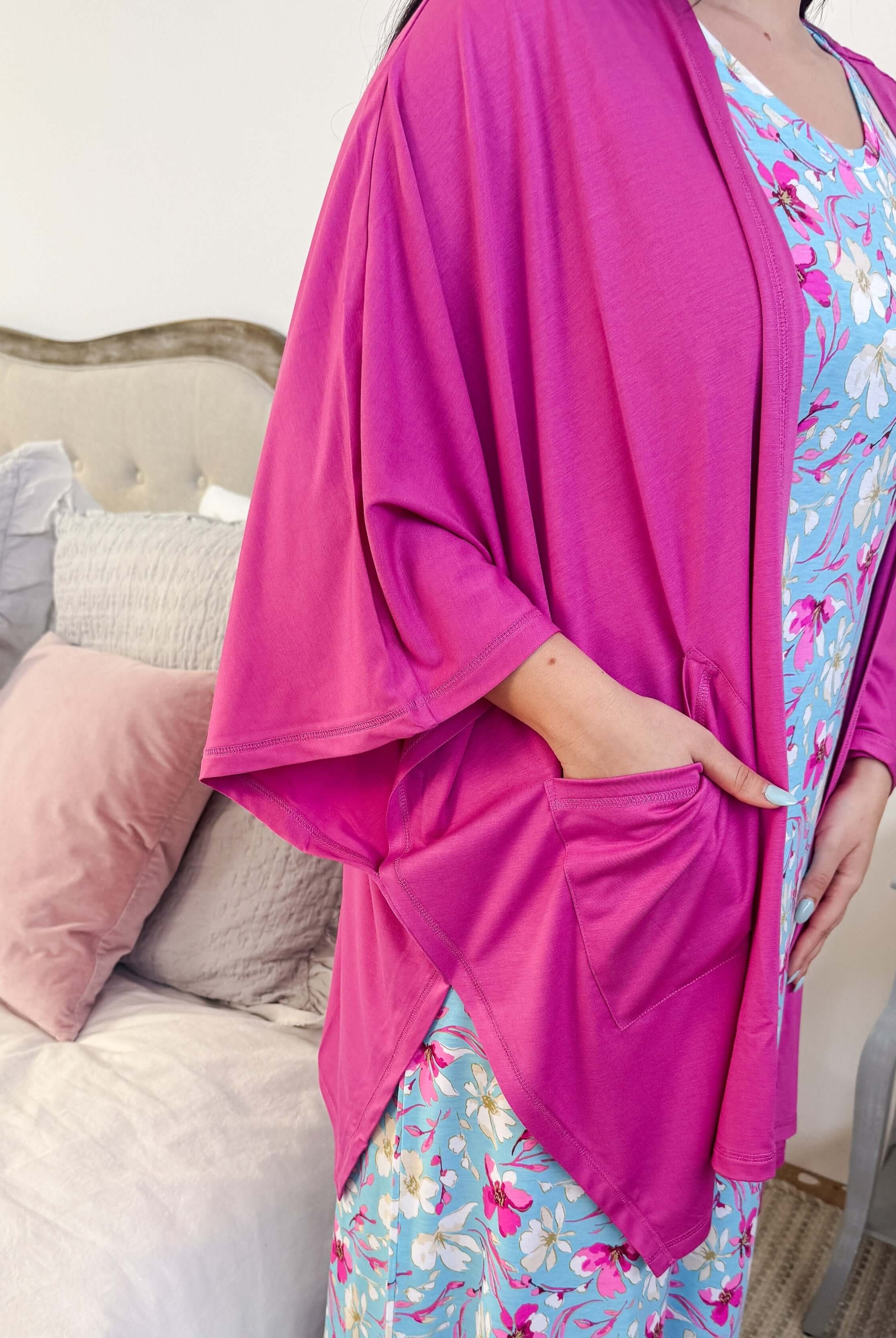 Cardigan Pockets Breathable Cool Girl Pink