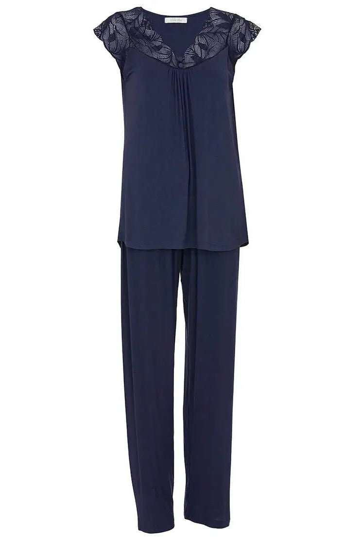 Caroline Navy Lace - Detail Jersey Pyjama Set | Nora Rose by Cyberjammies - Cyberjammies - Cloud Nine Pajamas