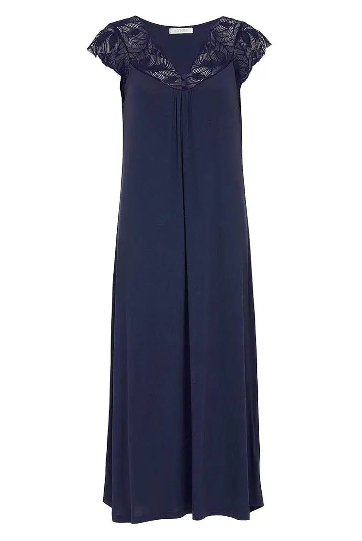 Caroline Navy Lace Detail Long Nightdress | Nora Rose by Cyberjammies - Cyberjammies - Cloud Nine Pajamas