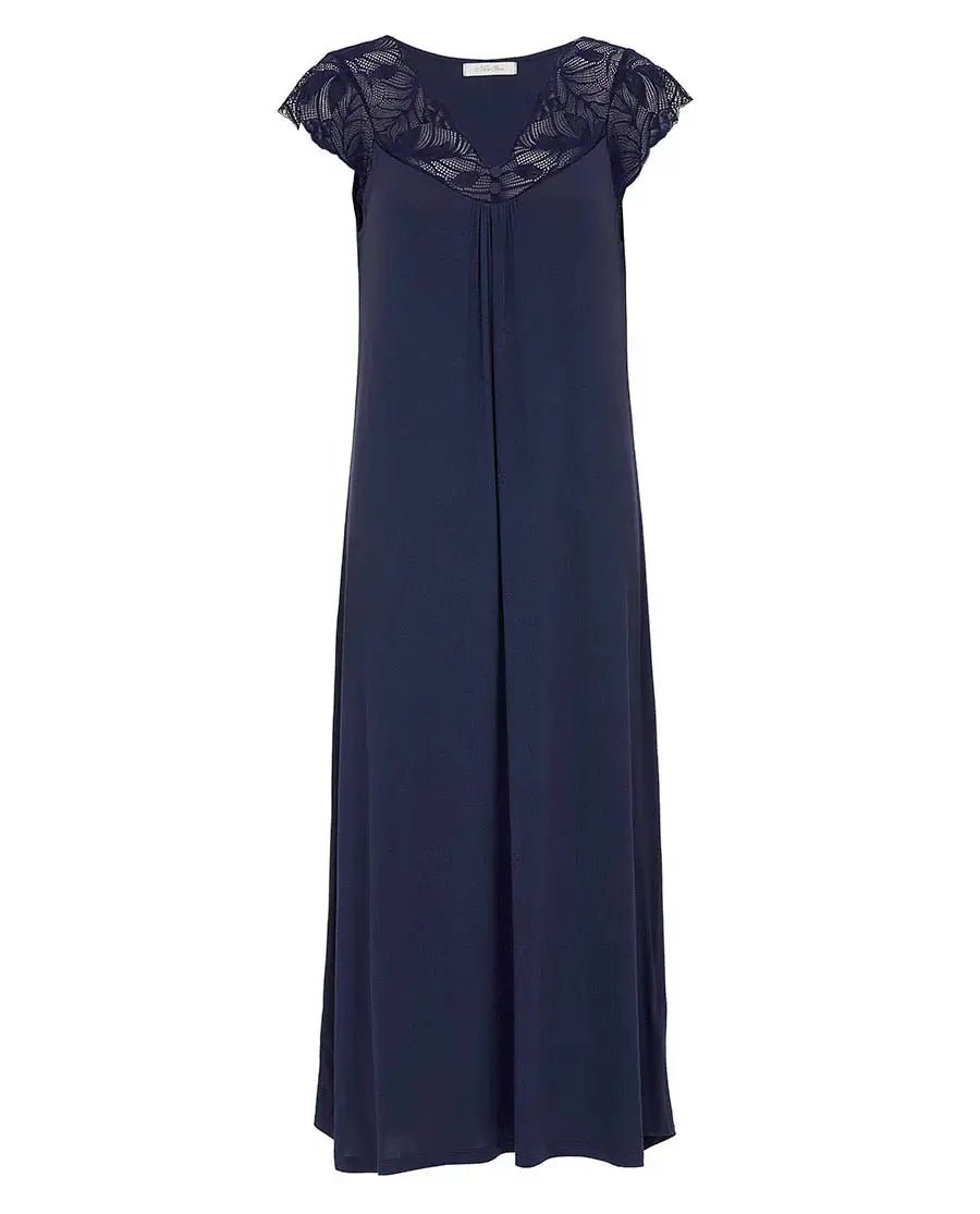 Caroline Navy Lace Detail Long Nightdress | Nora Rose by Cyberjammies - Cyberjammies - Cloud Nine Pajamas