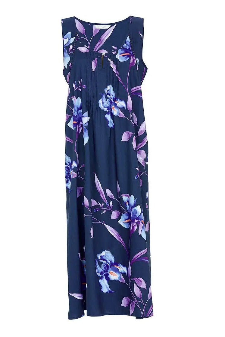 Caroline Navy Mix Lace - Detail Floral Print Long Nightdress | Nora Rose by Cyberjammies - Cyberjammies - Cloud Nine Pajamas