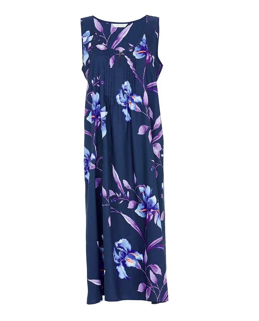 Caroline Navy Mix Lace - Detail Floral Print Long Nightdress | Nora Rose by Cyberjammies - Cyberjammies - Cloud Nine Pajamas