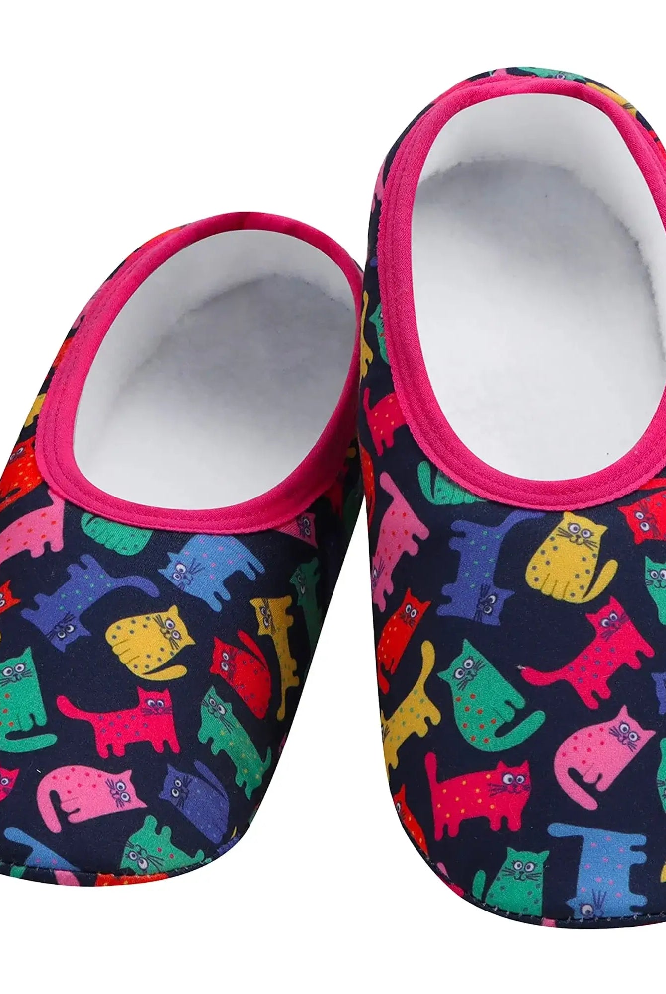 Snoozies Skinnies Lightweight Slipper Socks in Cats Print - Non-skid Soles