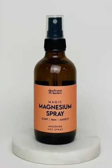 Charleston & Harlow Unscented MAGIC Magnesium Spray 4 OZ for natural relief from sleep, pain, and anxiety.