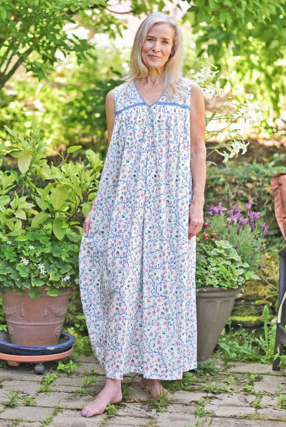 April Cornell Chelsea Cotton Nightgown – Victorian-Inspired Embroidered White Floral Nighty