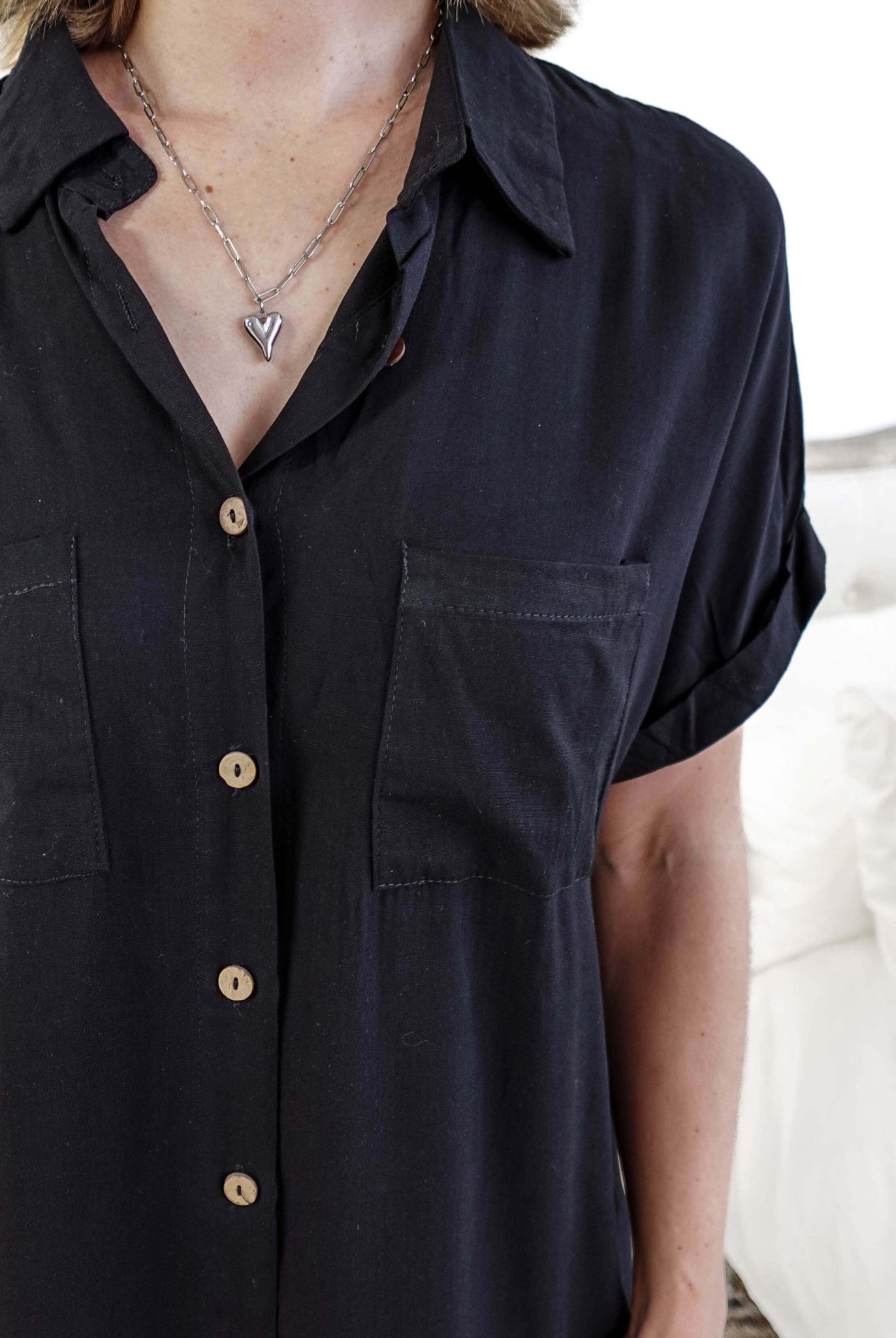 Scarlett Ellie Collared Button-Up Short Sleeve Dress | Cloud Nine Pajamas