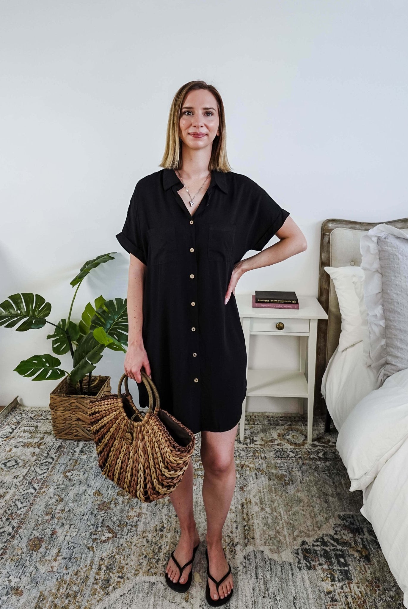 Scarlett Ellie Collared Button-Up Short Sleeve Dress | Cloud Nine Pajamas