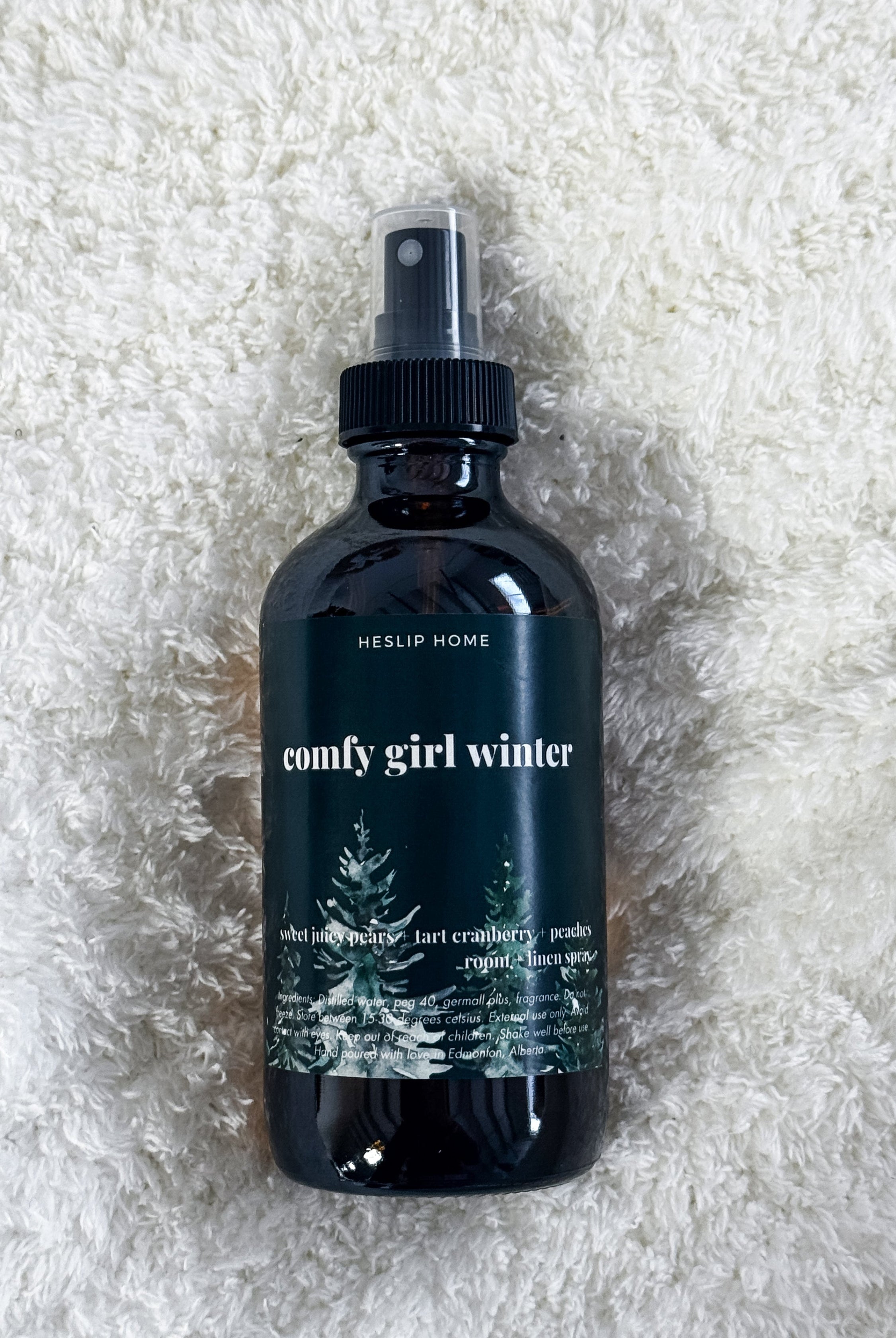 small size holiday room spray 4oz "Comfy Girl Winter" for linens