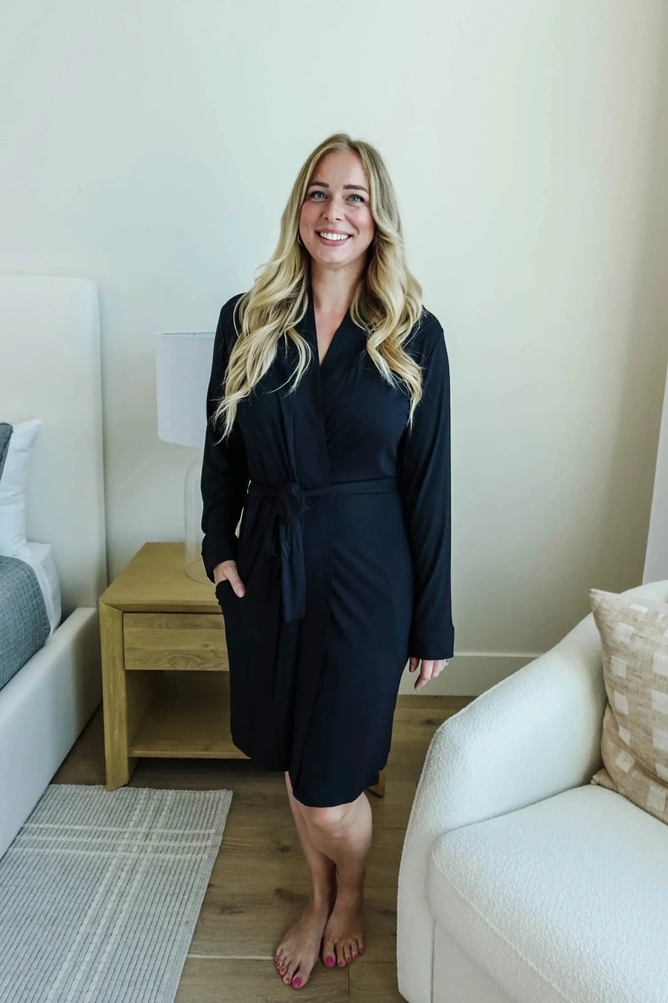 Black Beauty Breathable Short Bamboo Robe by Georgia Rylan