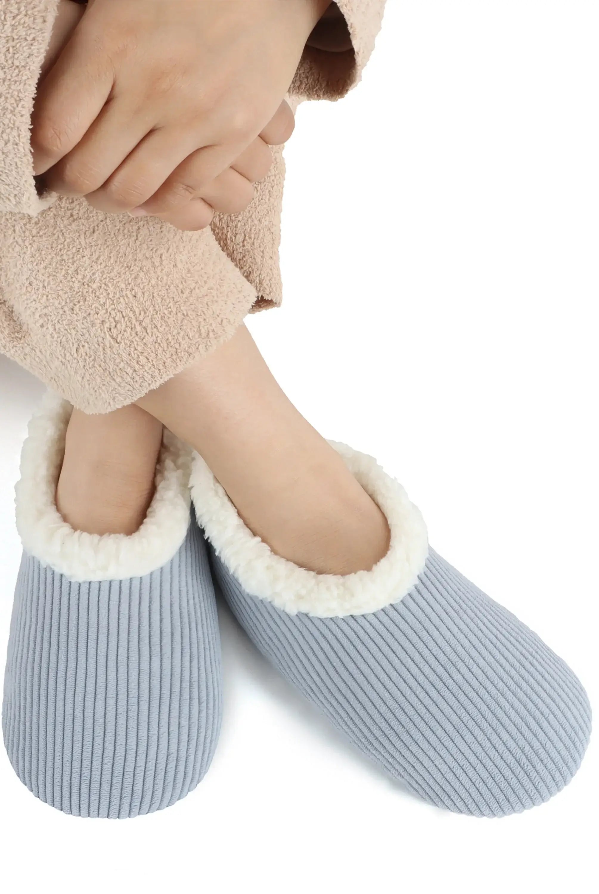 Snoozies Plush COZY Slipper Socks Cozy Corduroy ashley blue