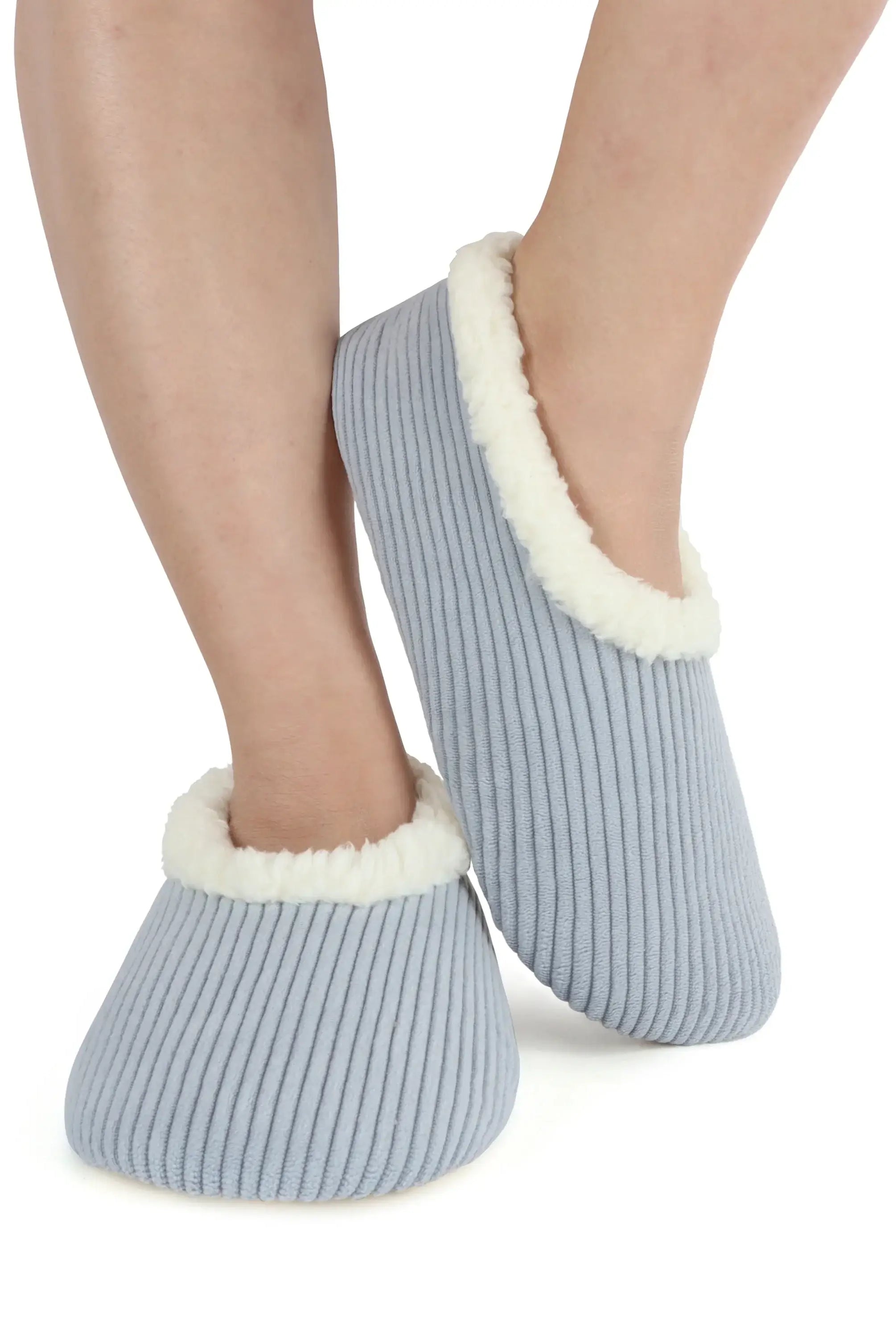 Snoozies Plush COZY Slipper Socks Cozy Corduroy ashley blue