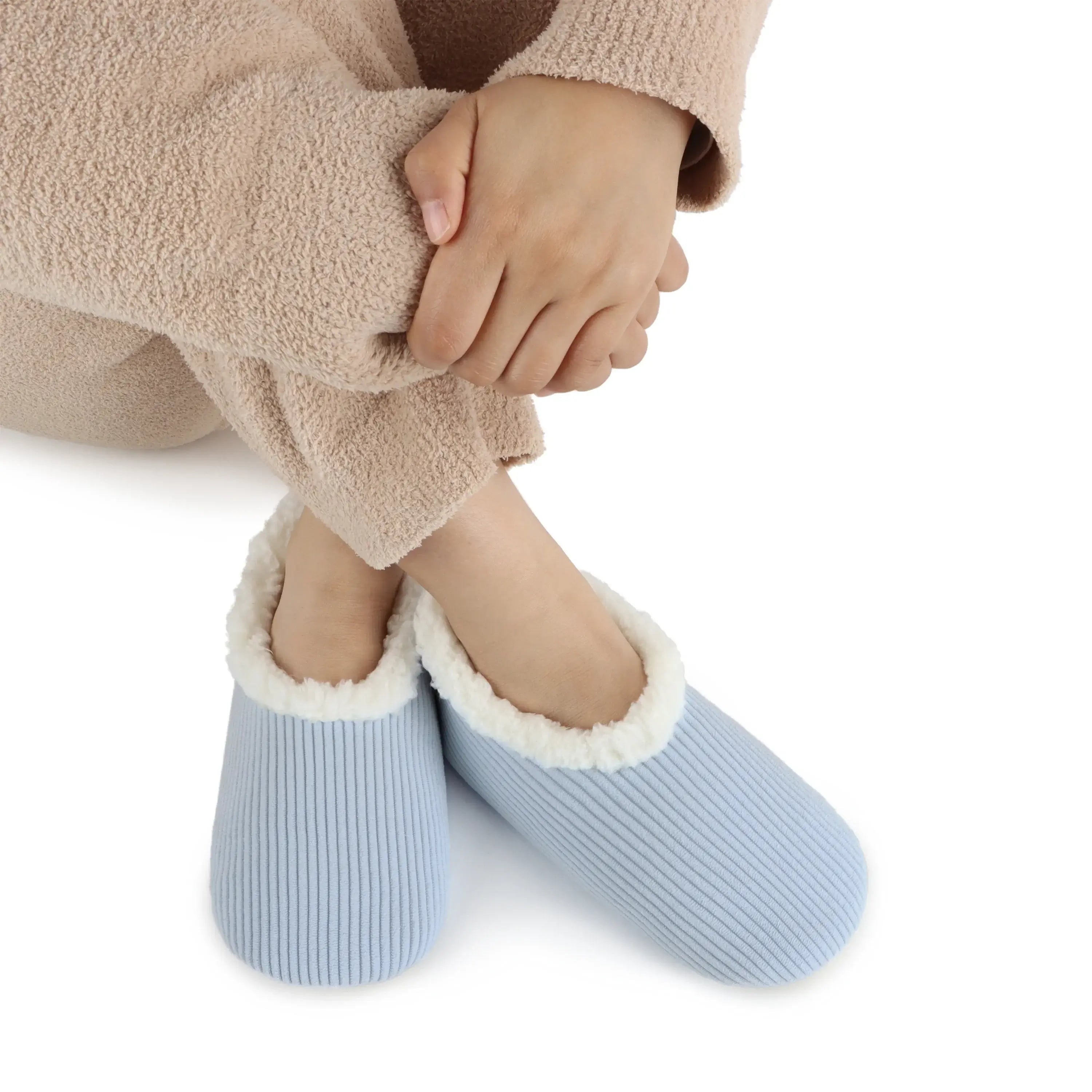Snoozies Plush COZY Slipper Socks Cozy Corduroy Baby Blue
